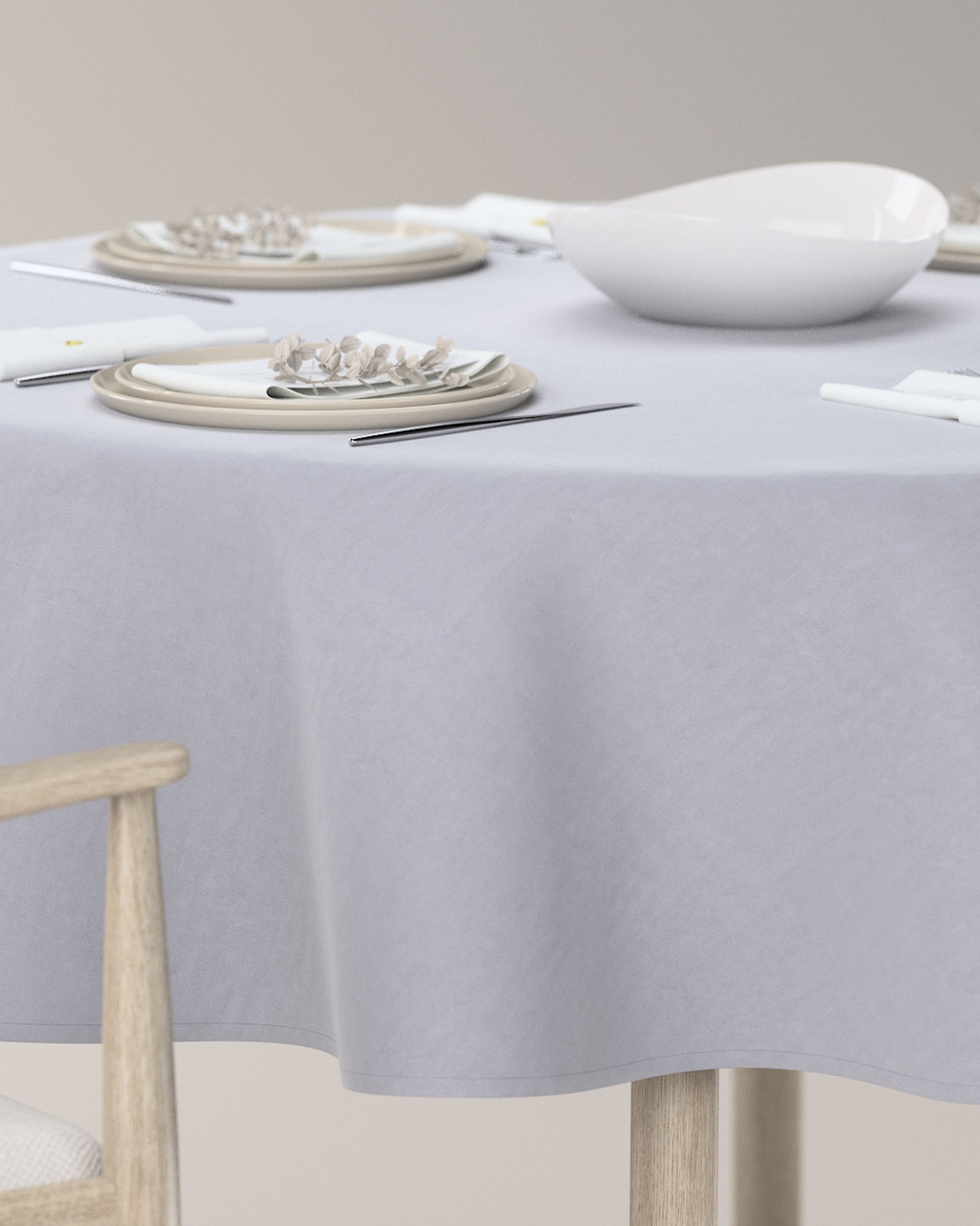 Round tablecloth colour grey fabric gloss, velvet (hover)