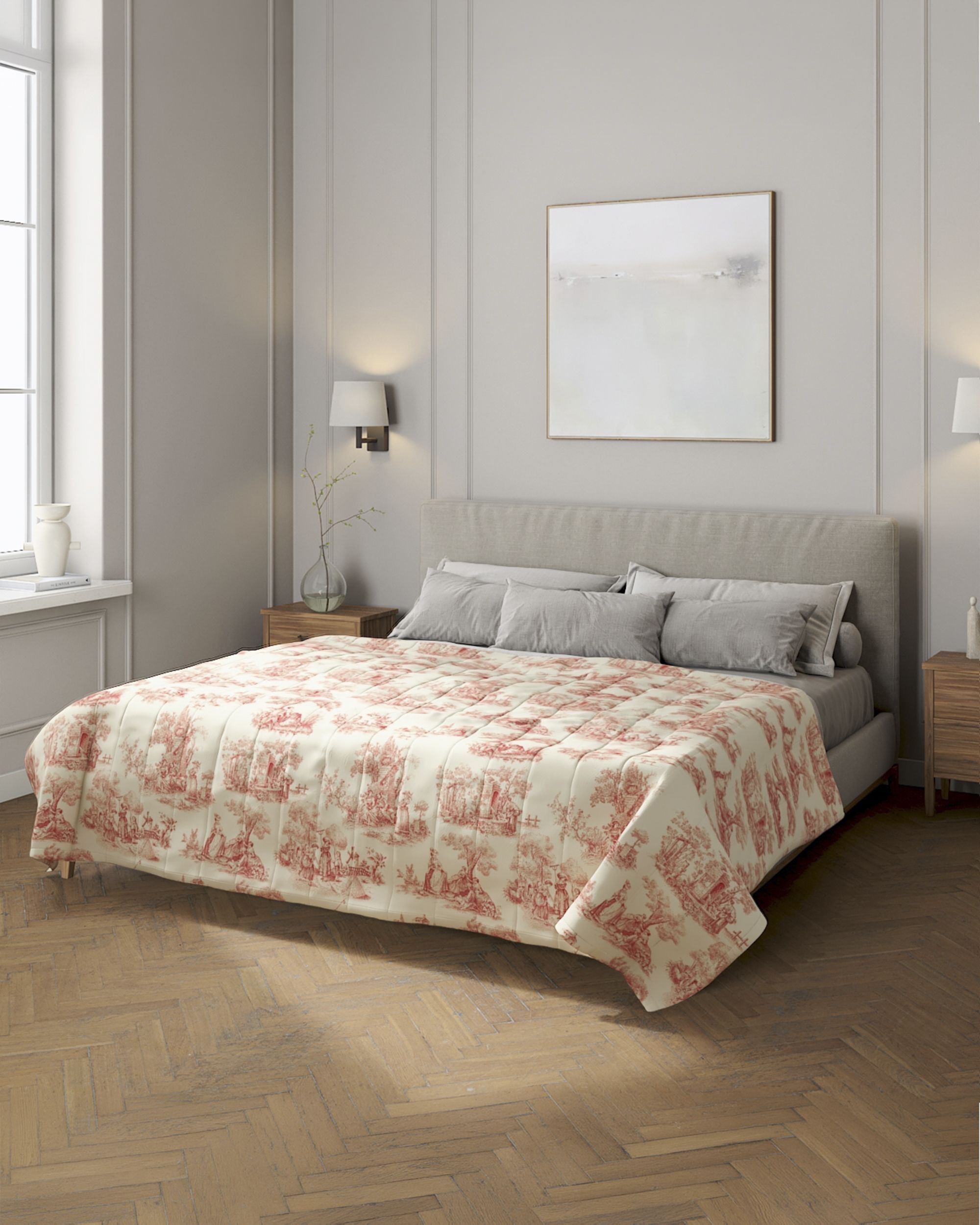 Stripe quilted throw colour red fabric patterned