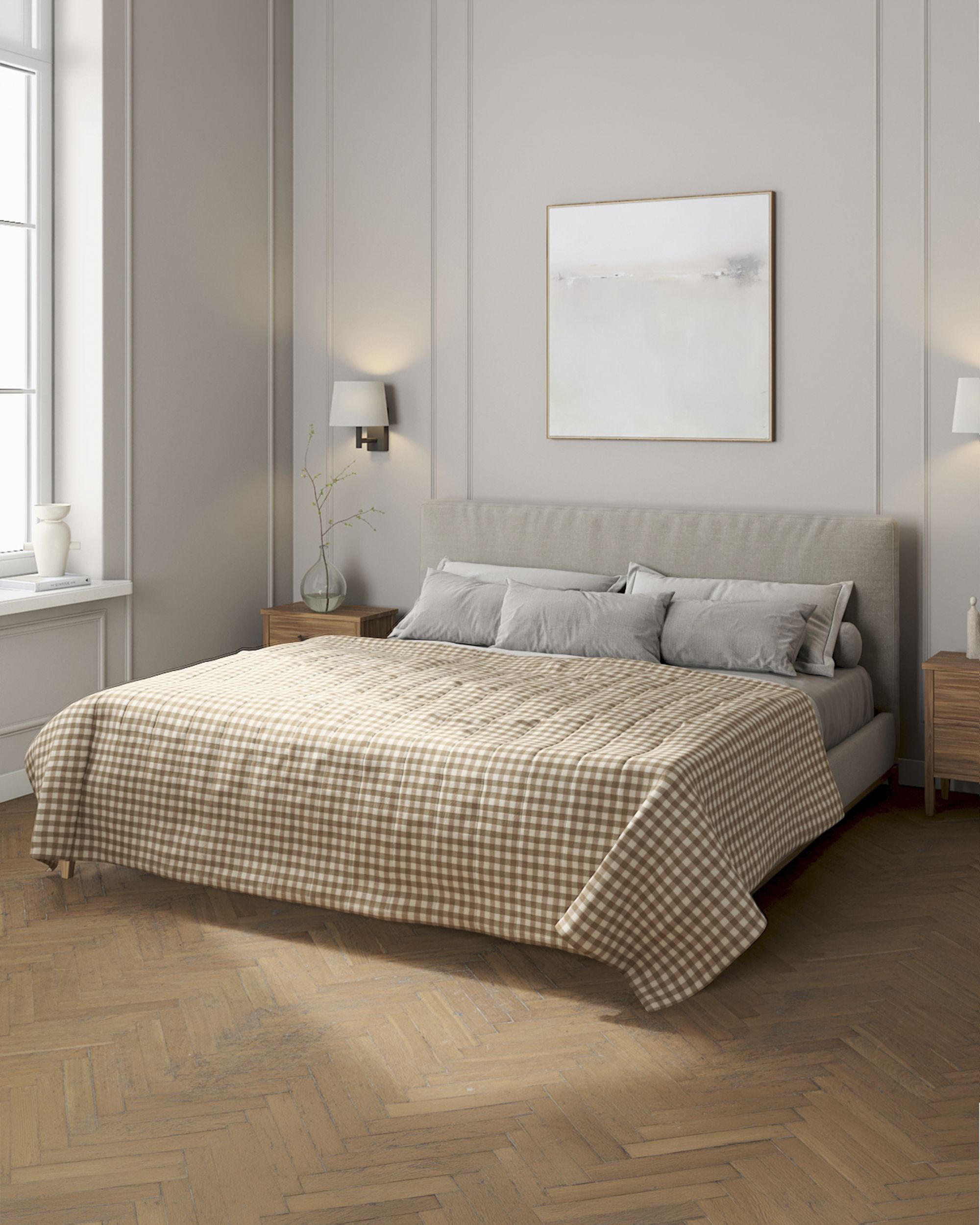 Stripe quilted throw colour beige fabric patterned