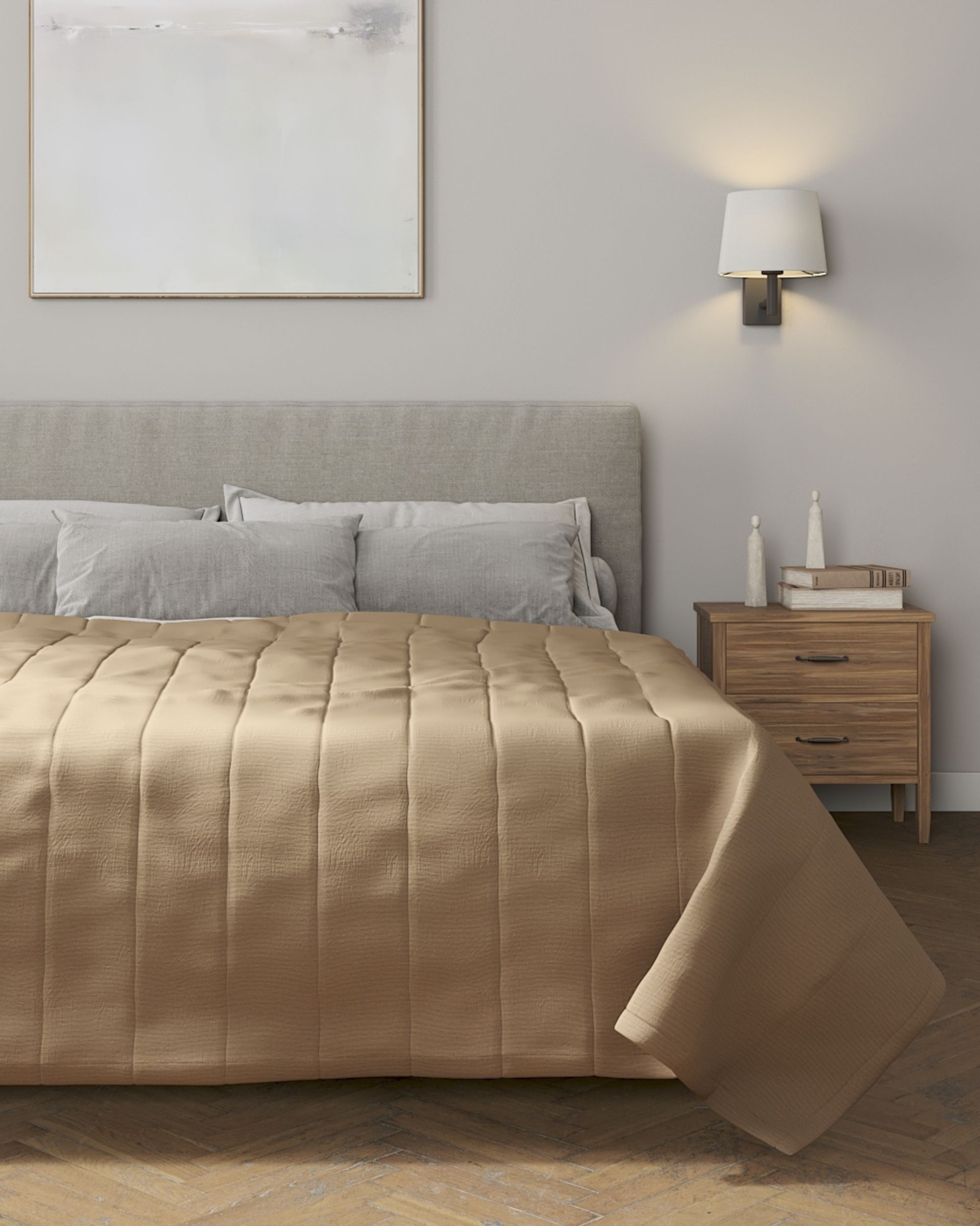 Stripe quilted throw colour beige (hover)