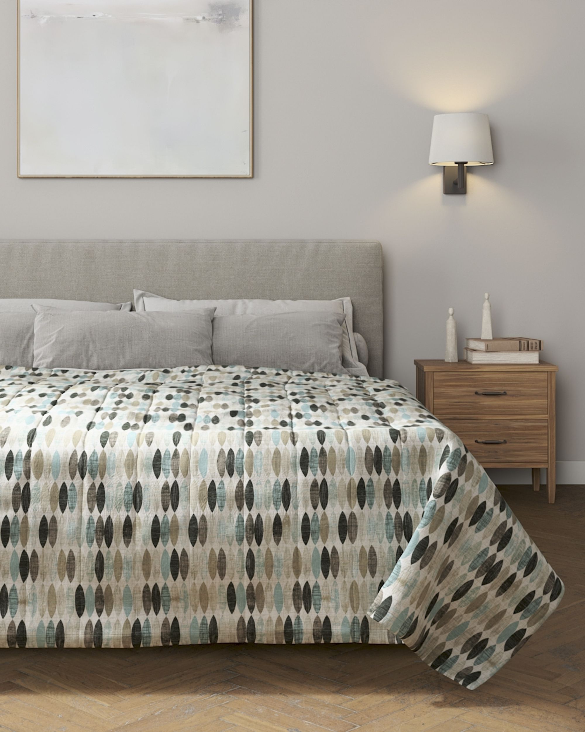 Stripe quilted throw colour beige fabric patterned (hover)