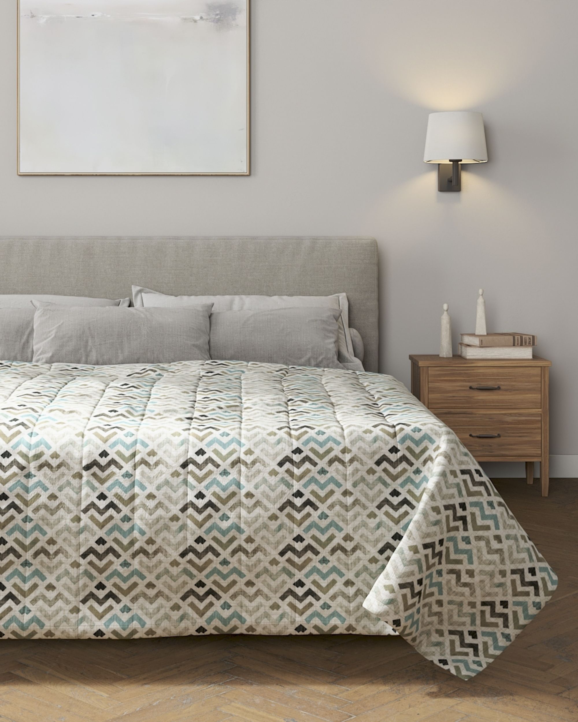 Stripe quilted throw colour brown fabric patterned (hover)