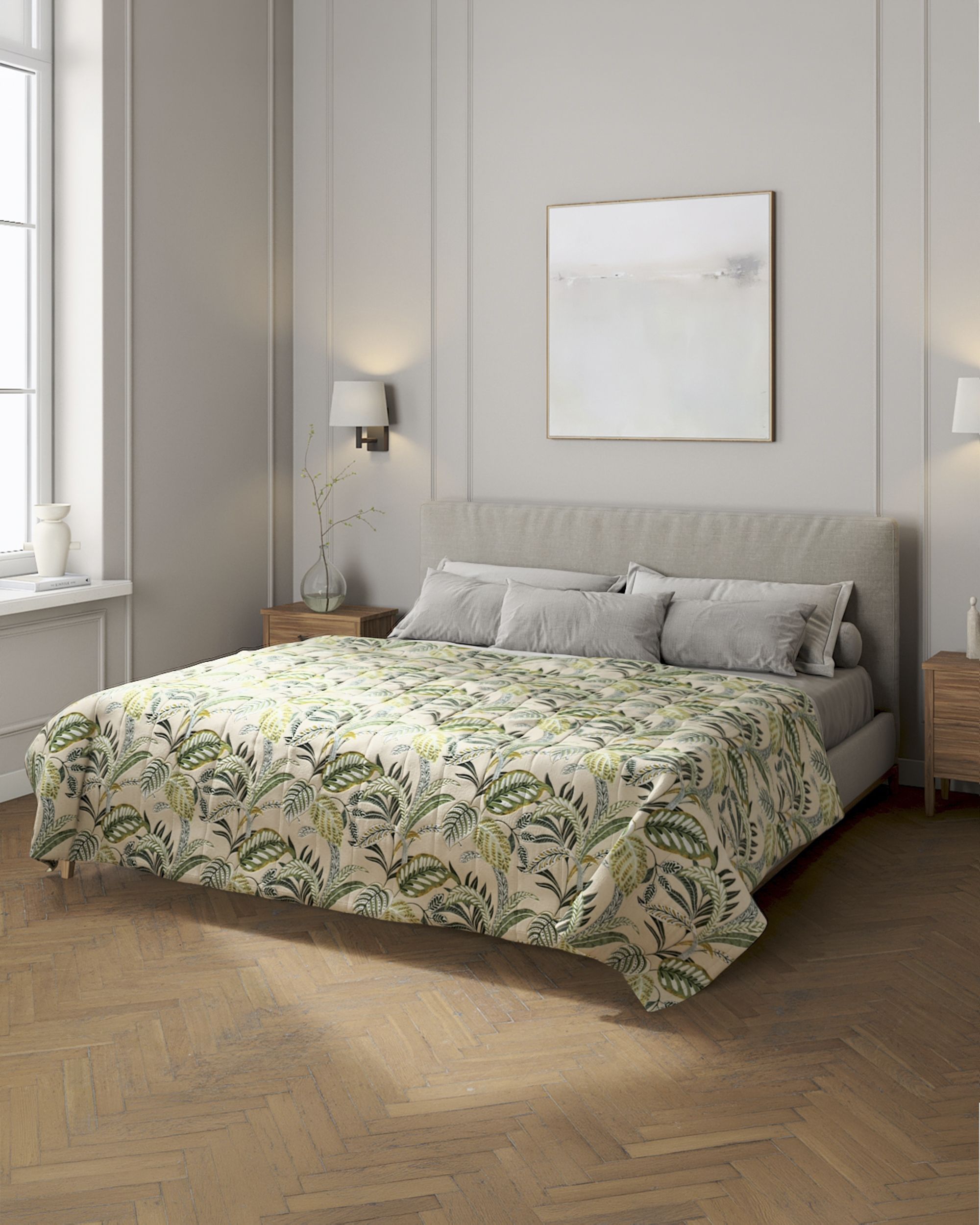 Stripe quilted throw colour green fabric patterned