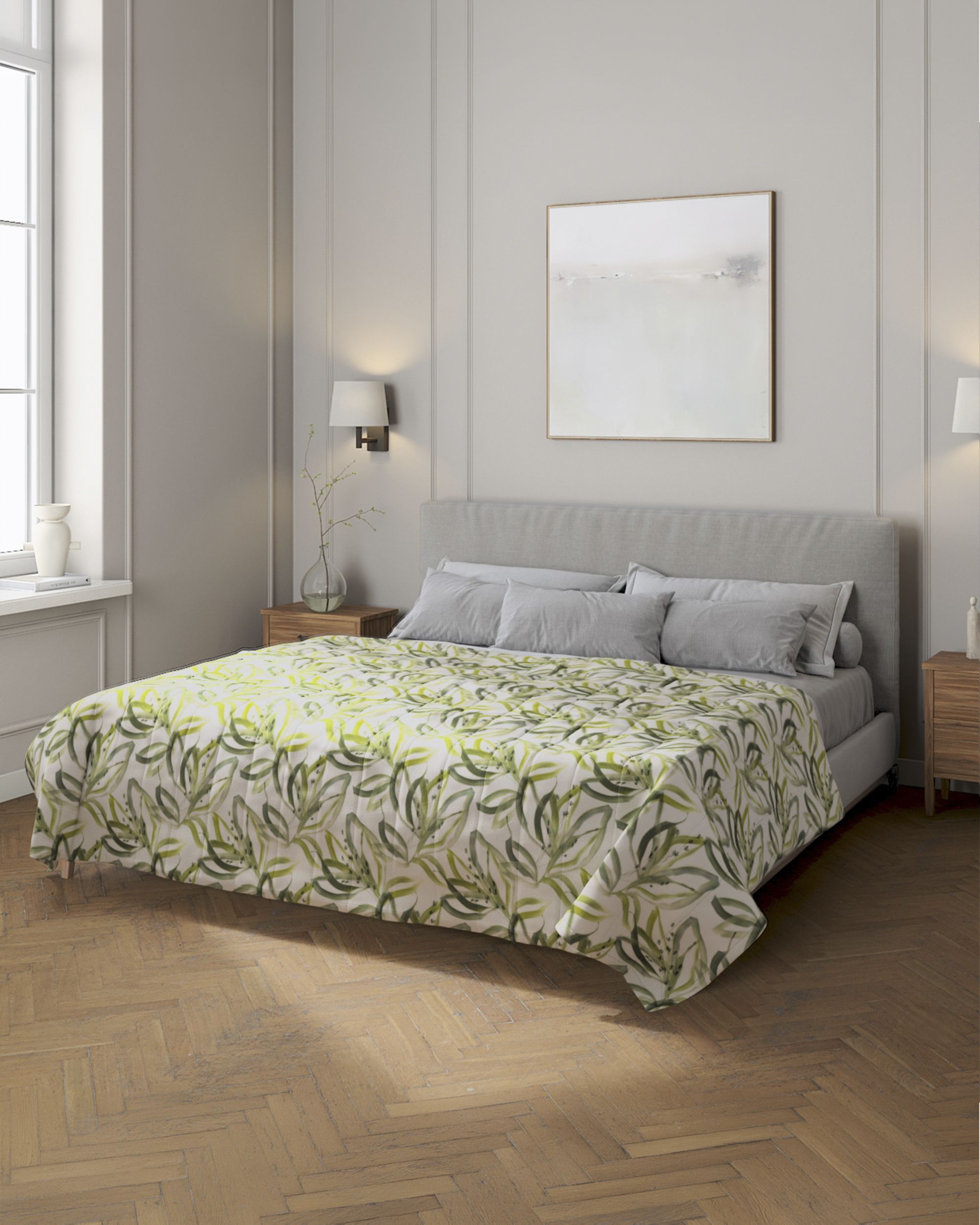 Stripe quilted throw colour green fabric patterned