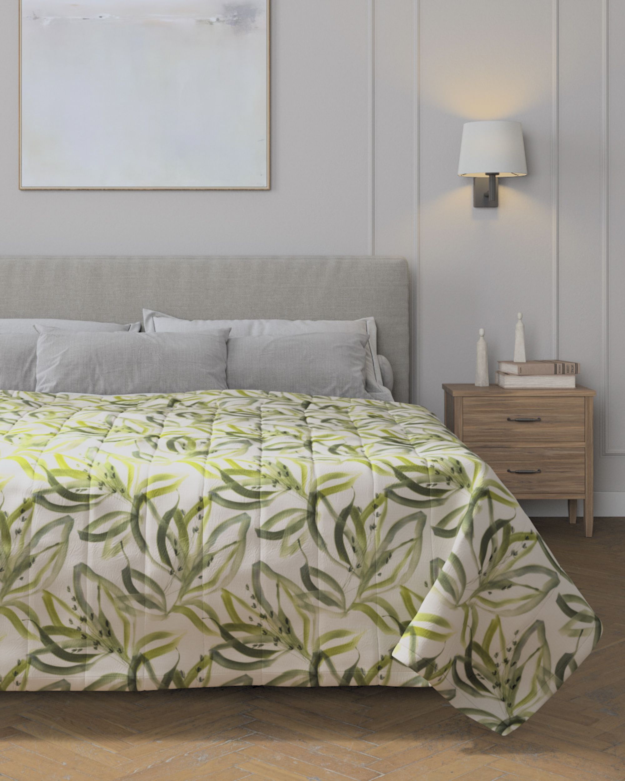 Stripe quilted throw colour green fabric patterned (hover)