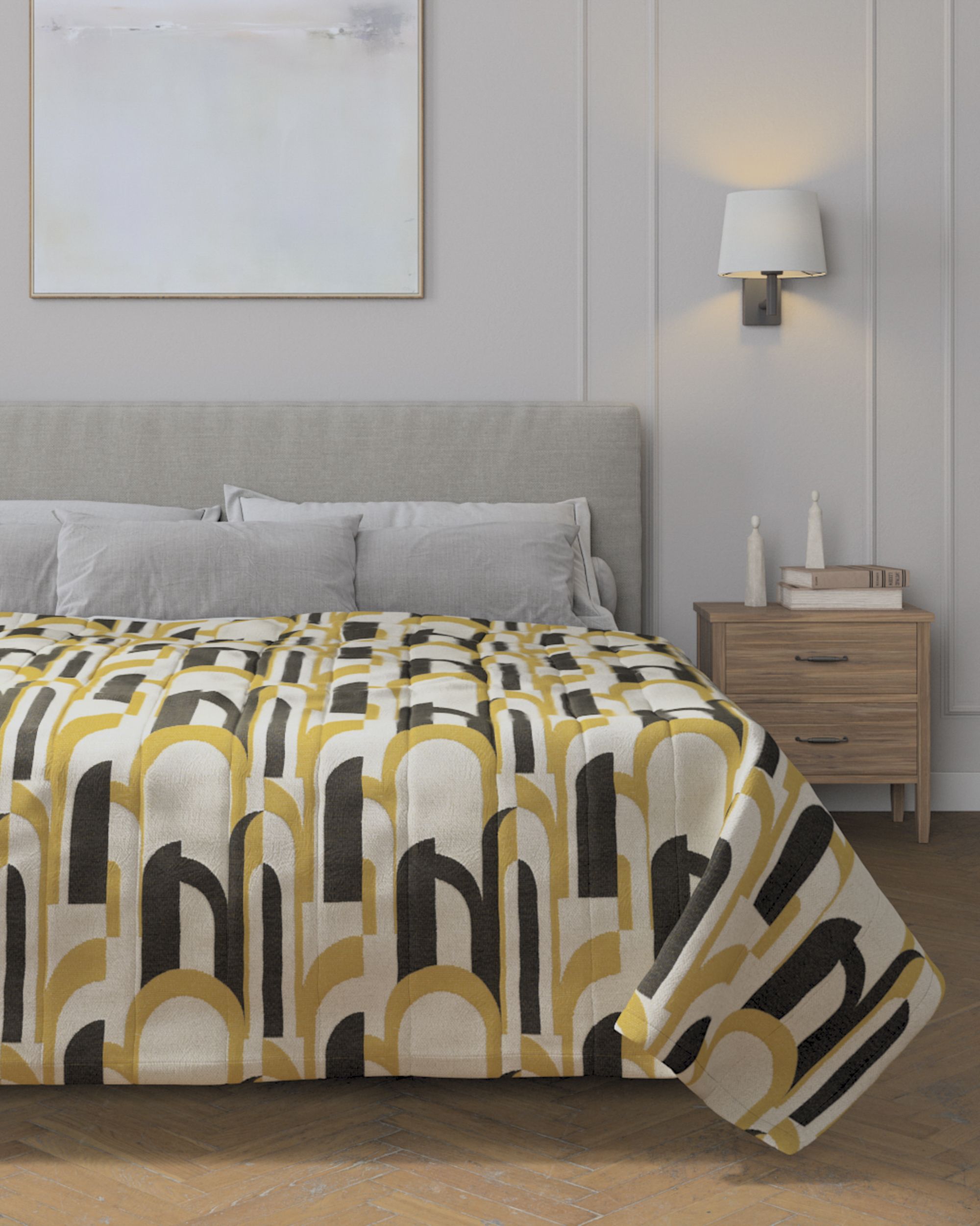Stripe quilted throw colour multicolour fabric structured, patterned (hover)