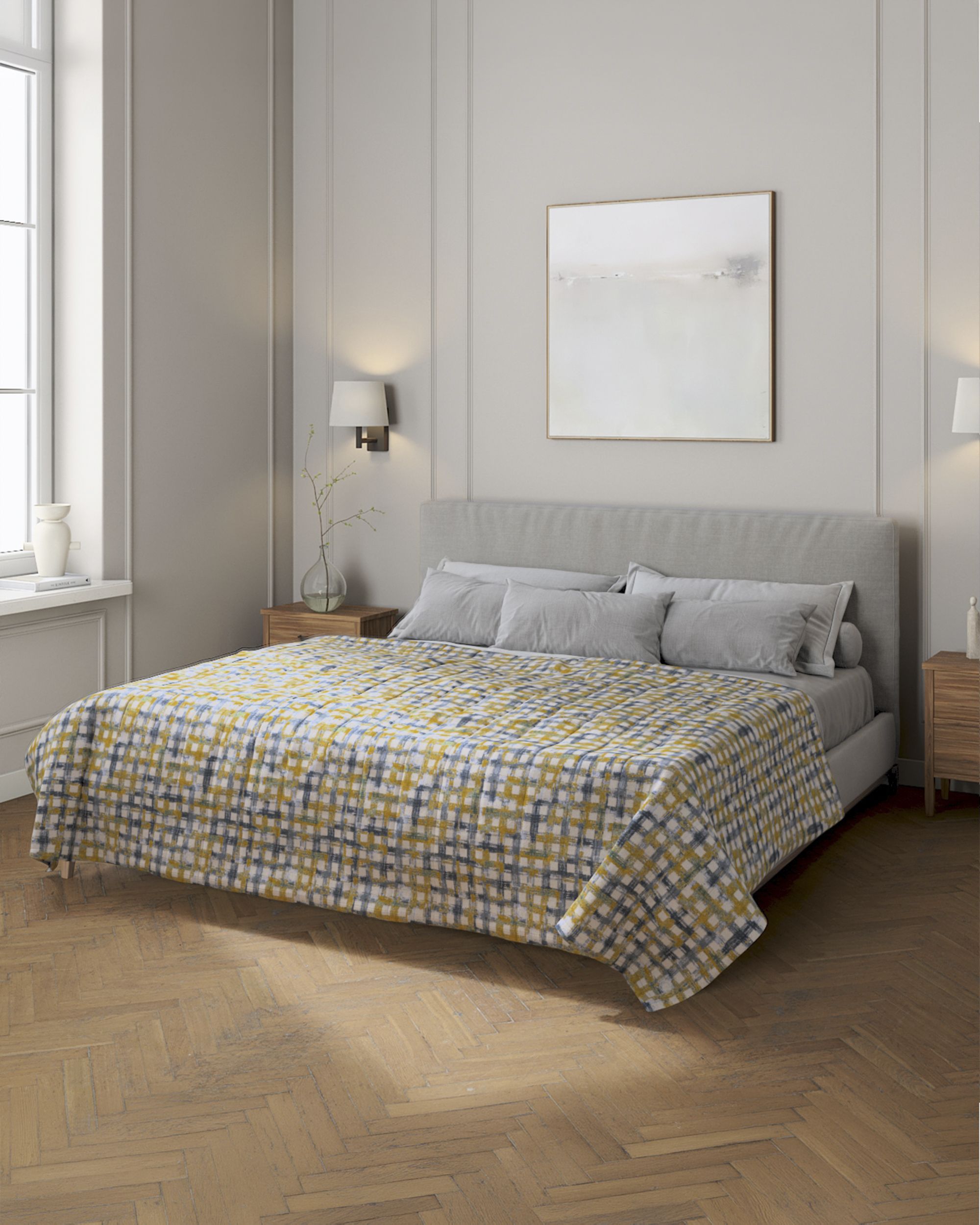 Stripe quilted throw colour blue fabric structured, patterned