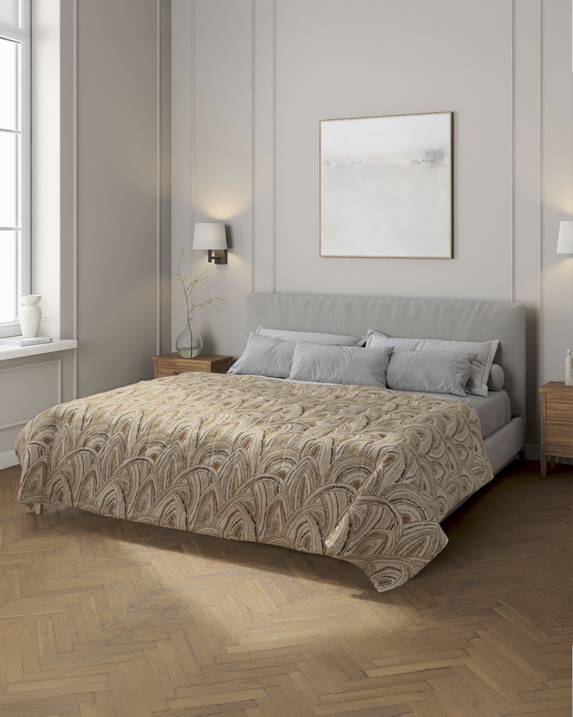 Stripe quilted throw colour beige fabric structured, patterned