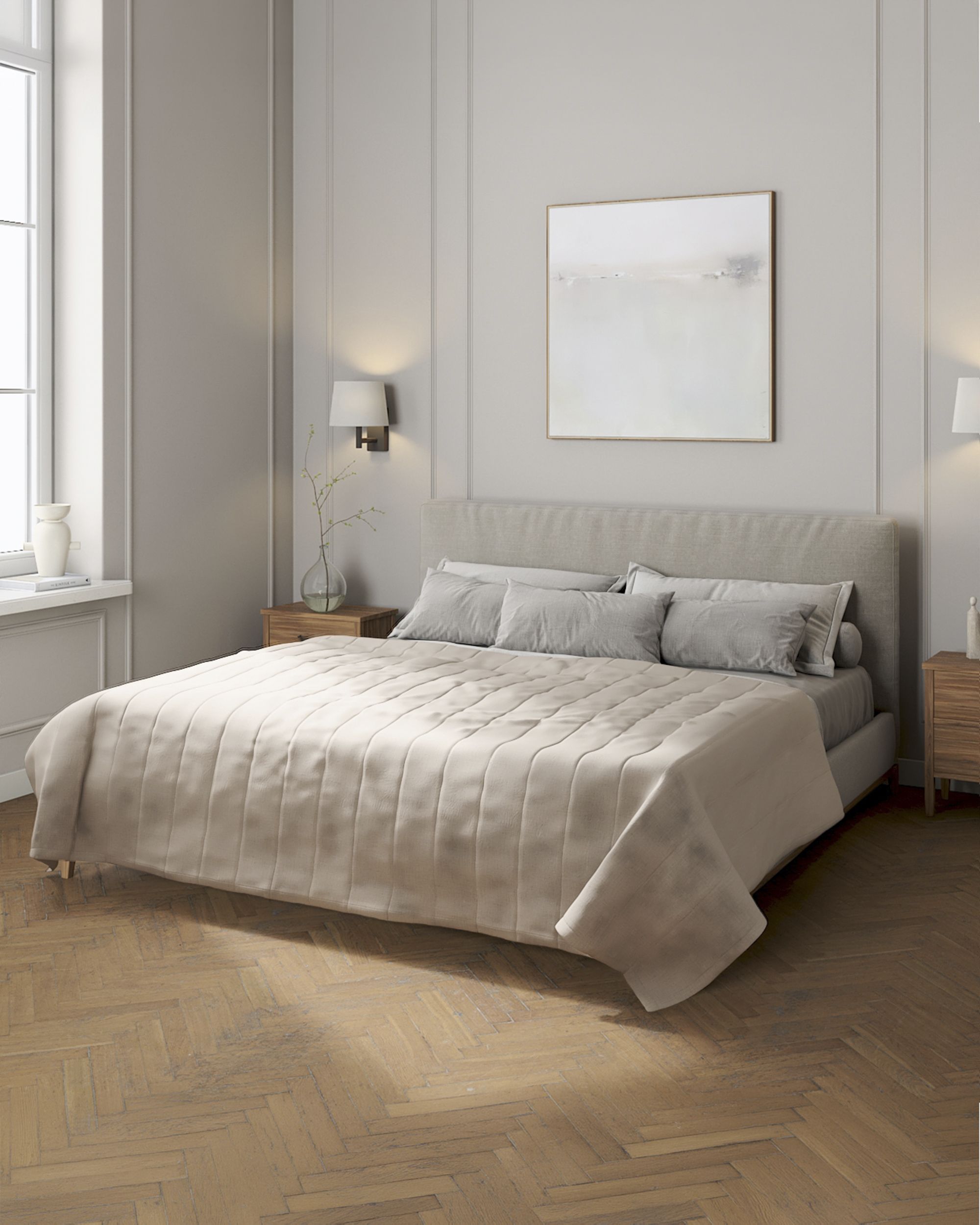 Stripe quilted throw colour beige fabric semi-sheer, structured