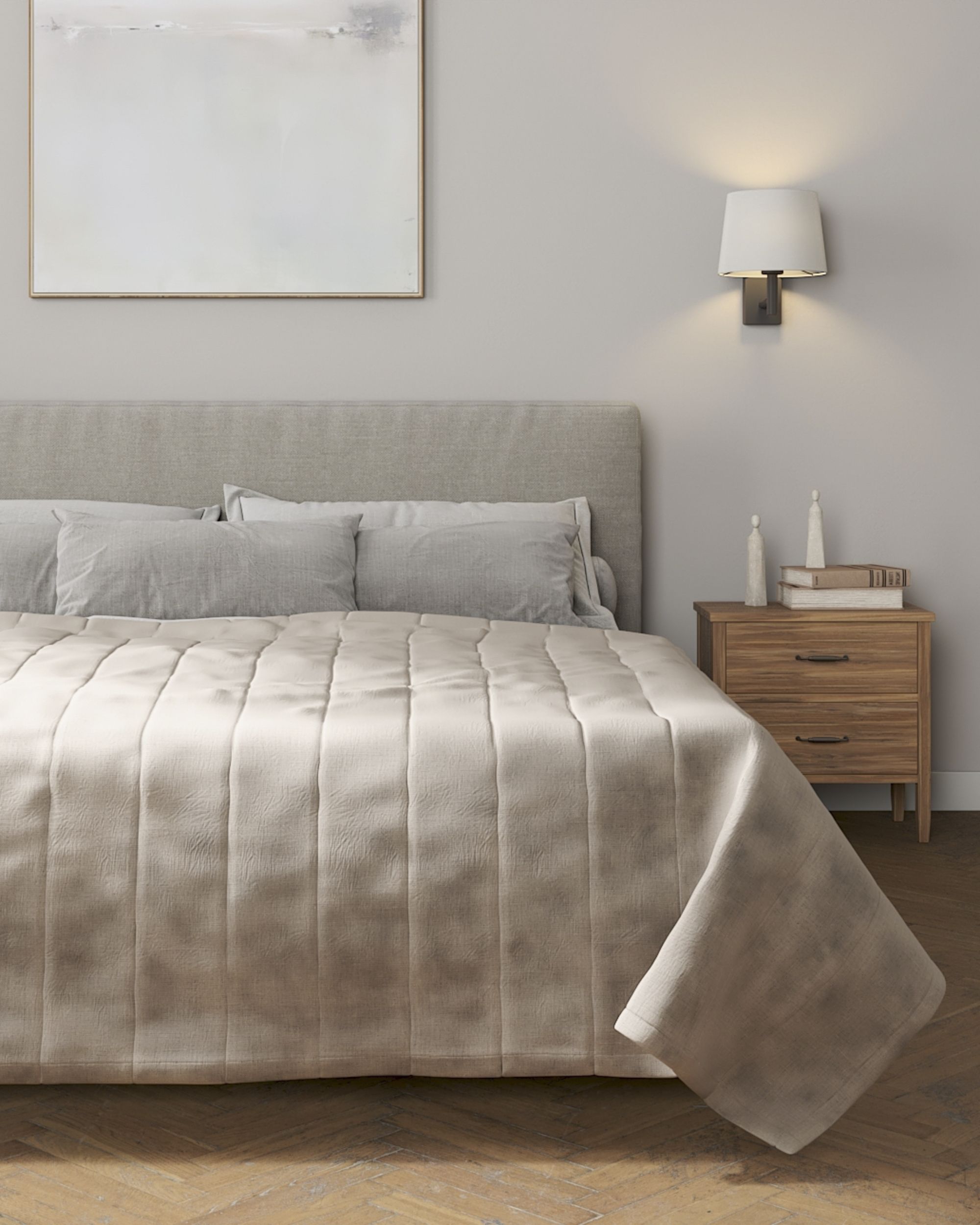 Stripe quilted throw colour beige fabric semi-sheer, structured (hover)