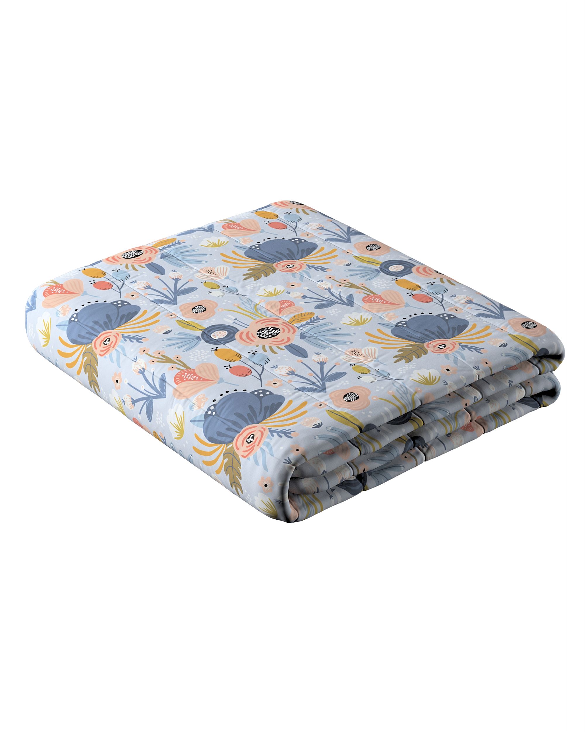 Stripe quilted throw colour blue fabric patterned