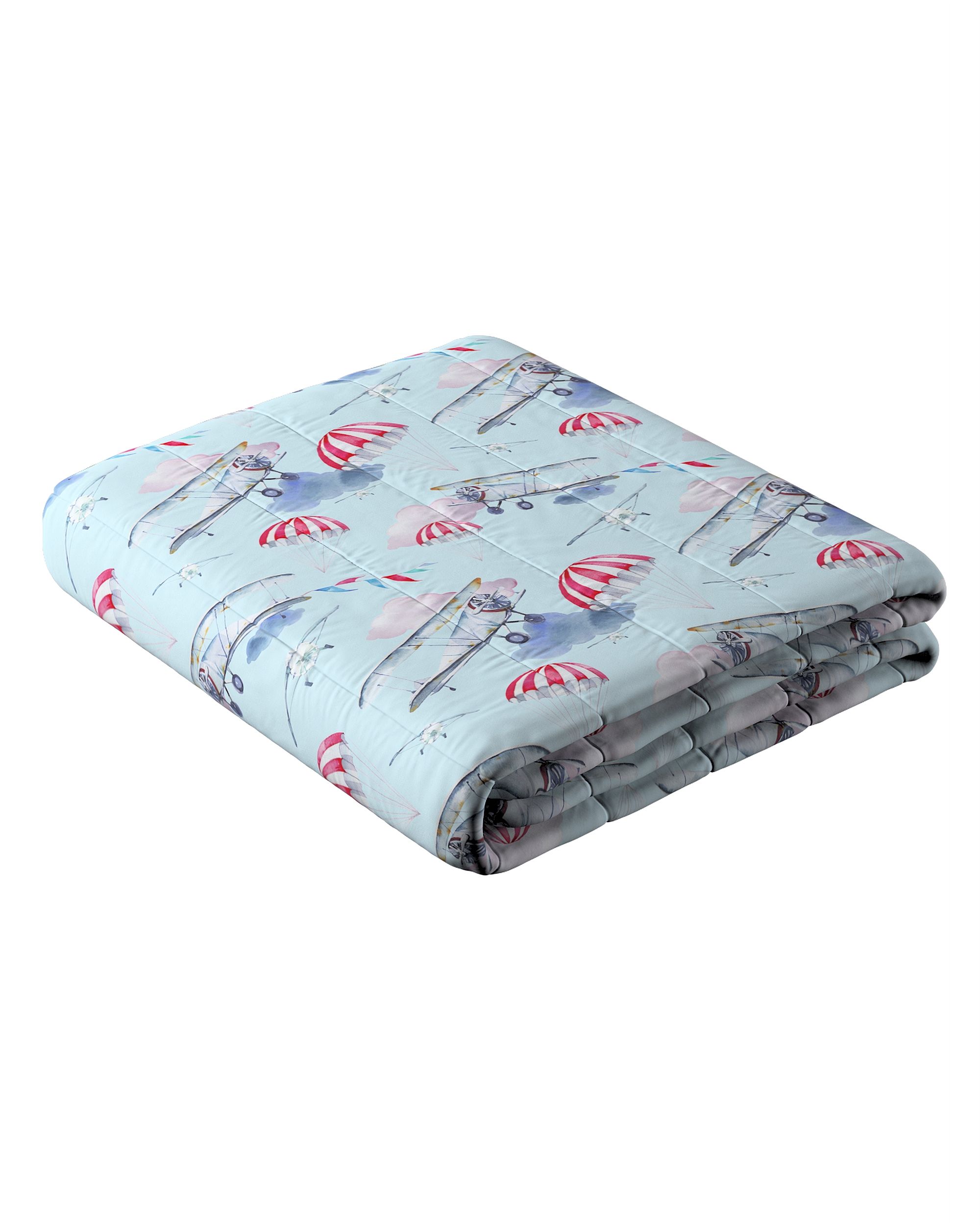 Stripe quilted throw colour blue fabric patterned
