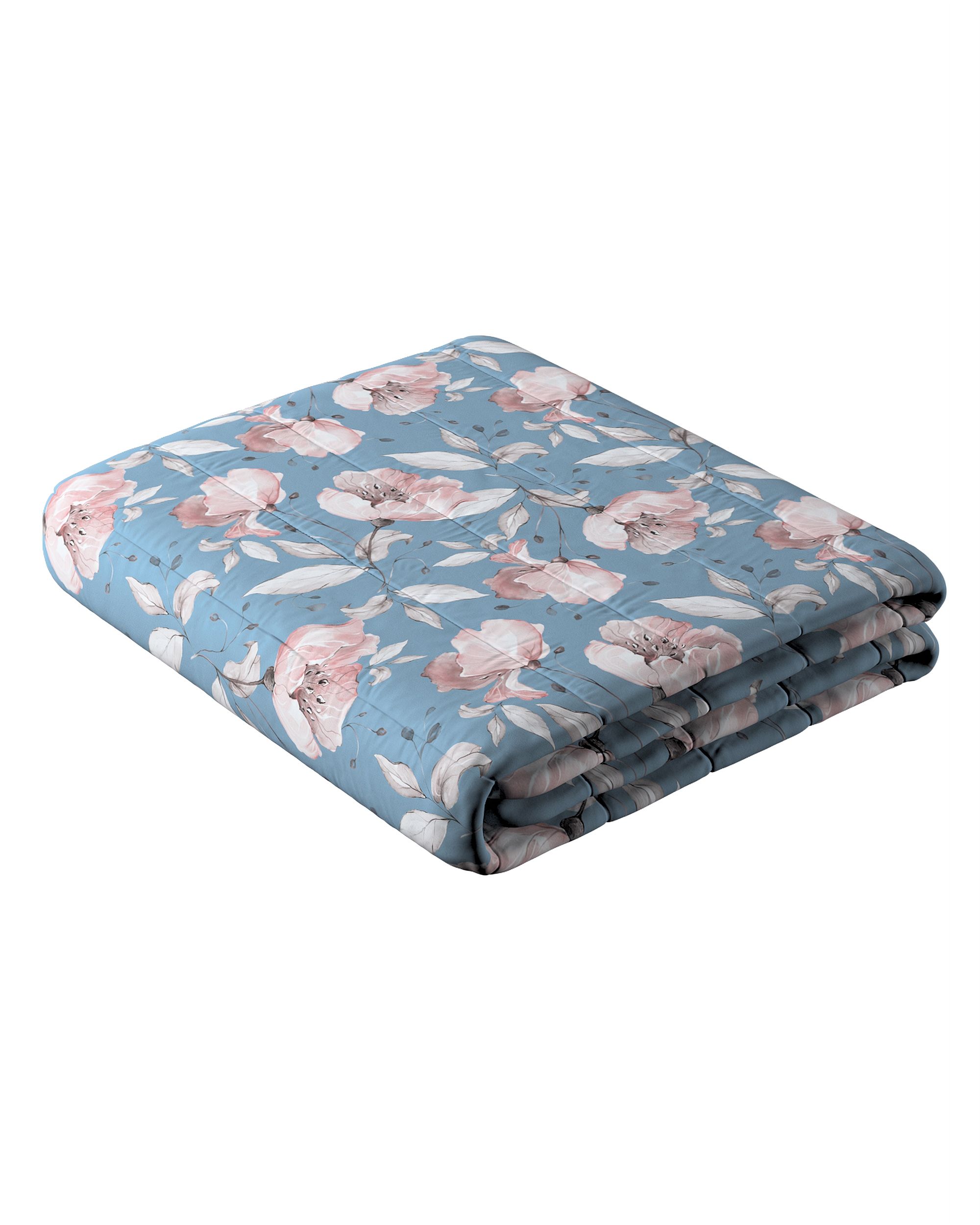 Stripe quilted throw colour blue fabric patterned