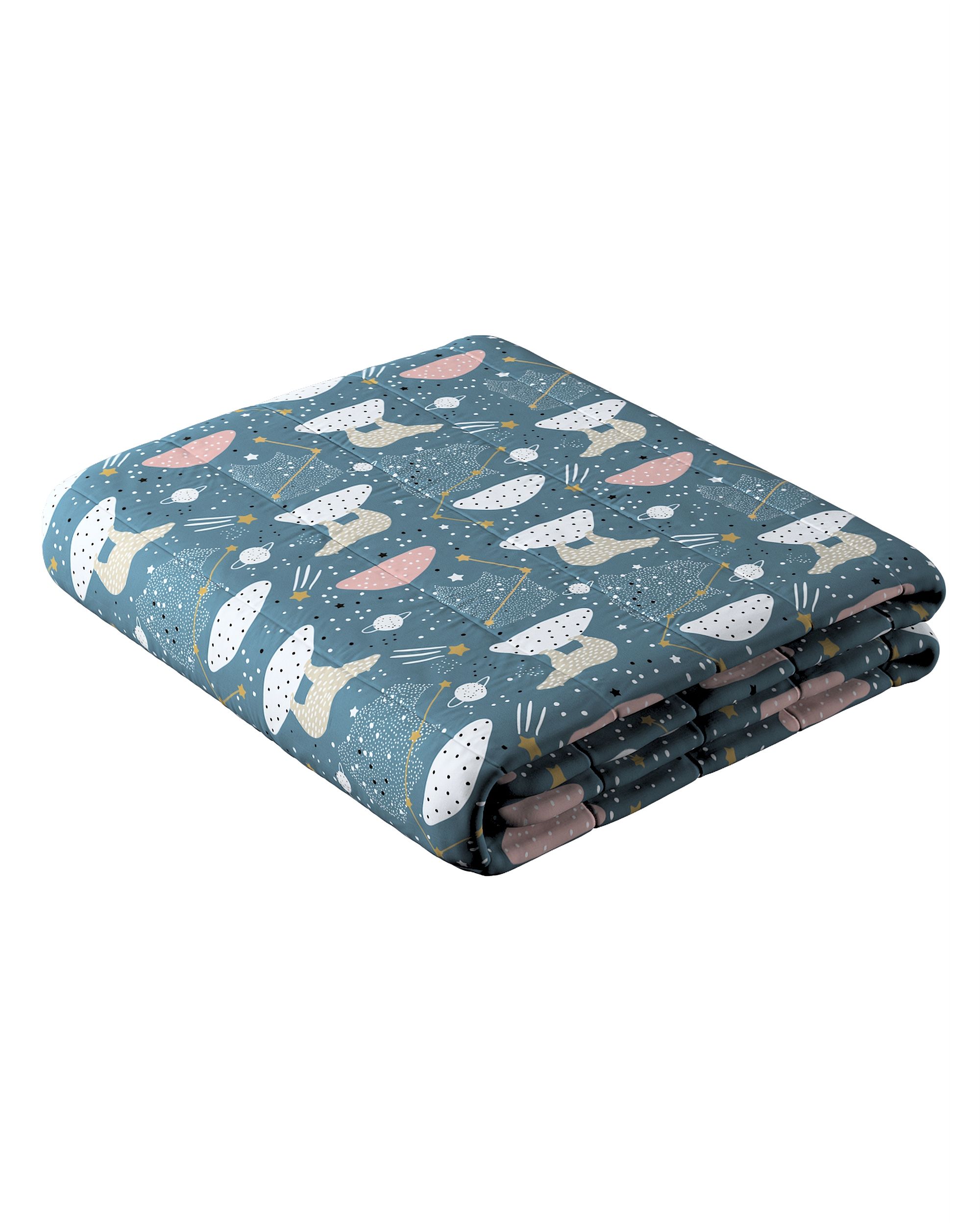 Stripe quilted throw colour blue fabric patterned