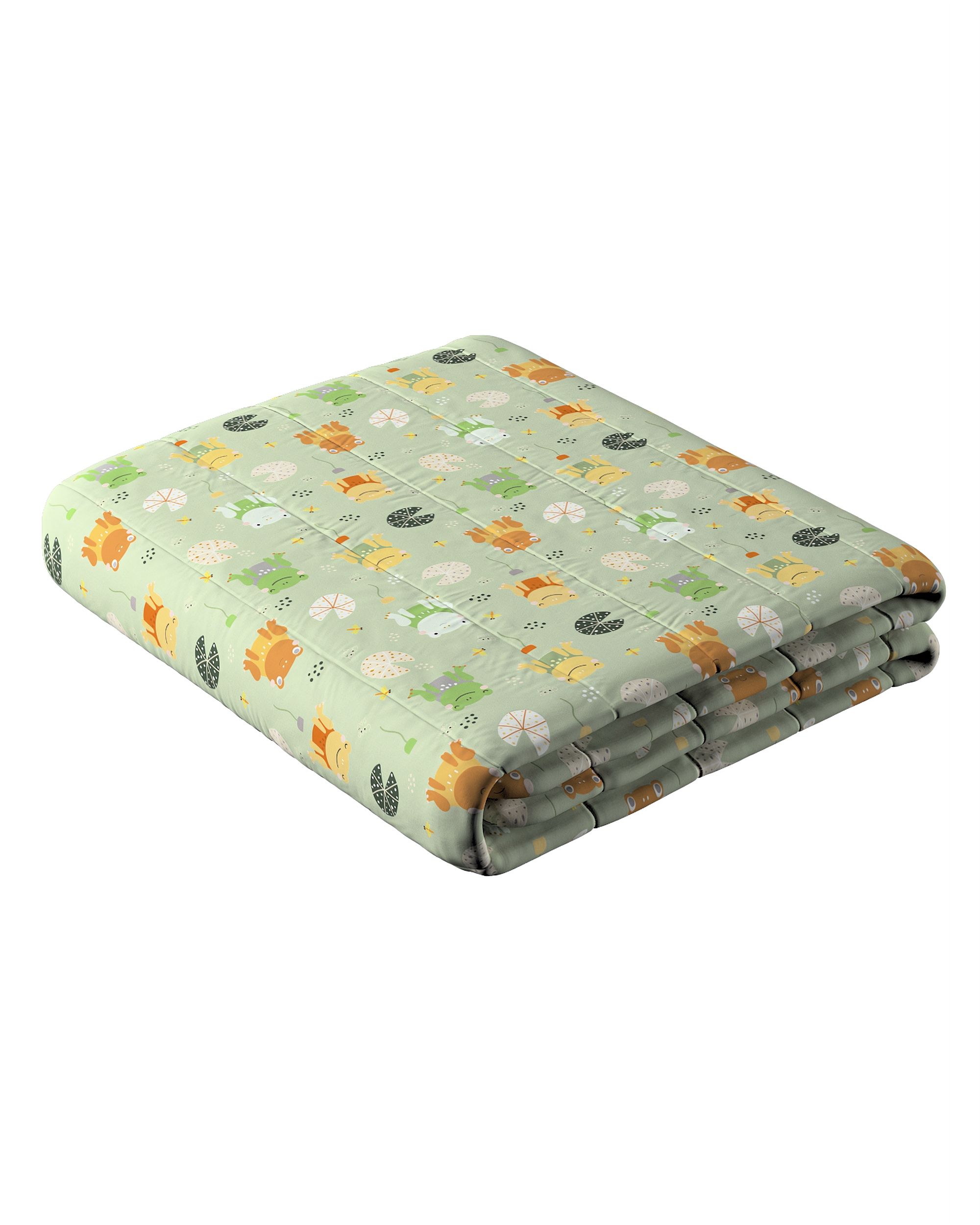 Stripe quilted throw colour green fabric patterned
