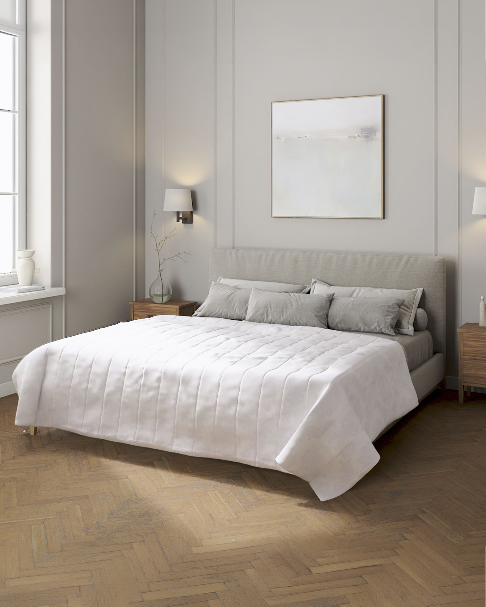 Stripe quilted throw colour white fabric gloss, structured, patterned