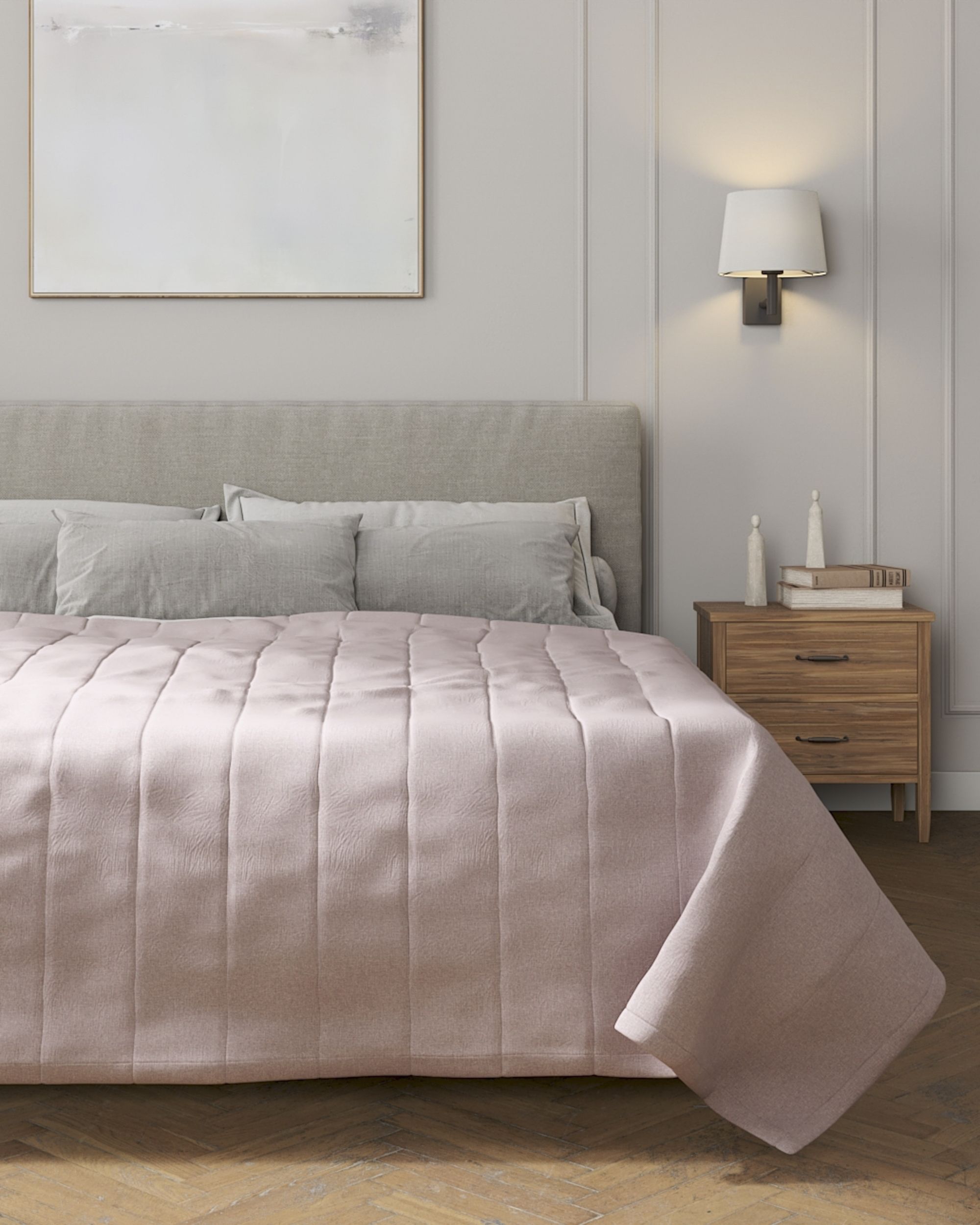 Stripe quilted throw colour pink fabric structured (hover)