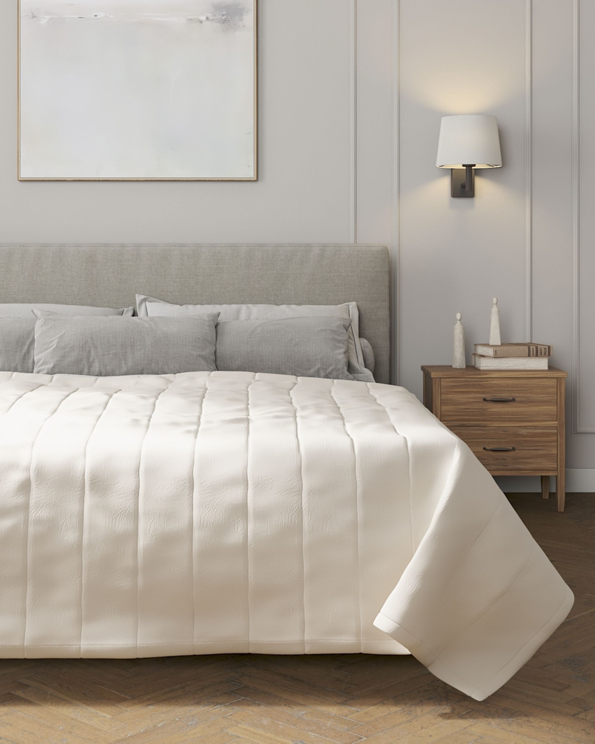 Stripe quilted throw colour beige fabric structured (hover)