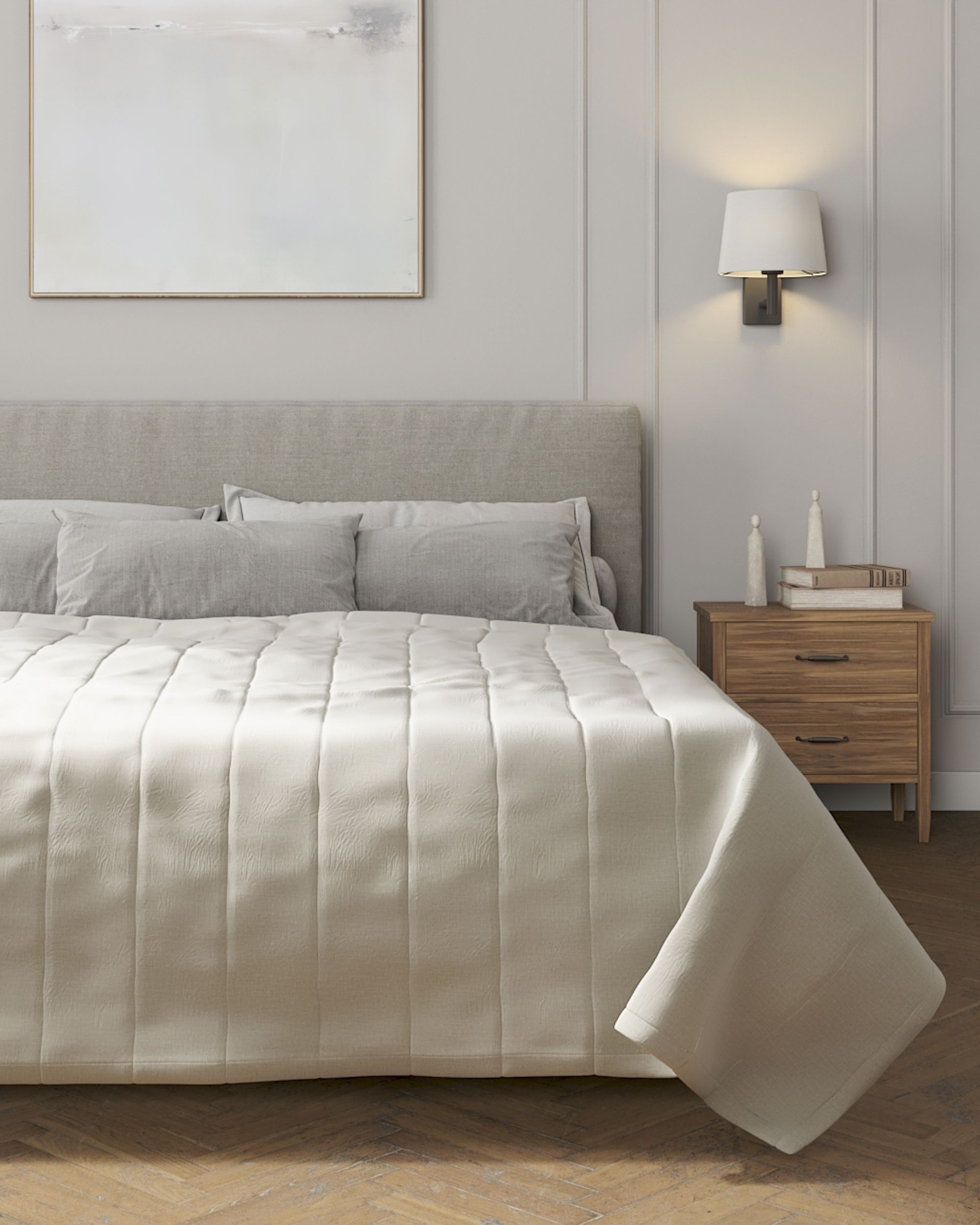 Stripe quilted throw colour grey fabric velvet (hover)