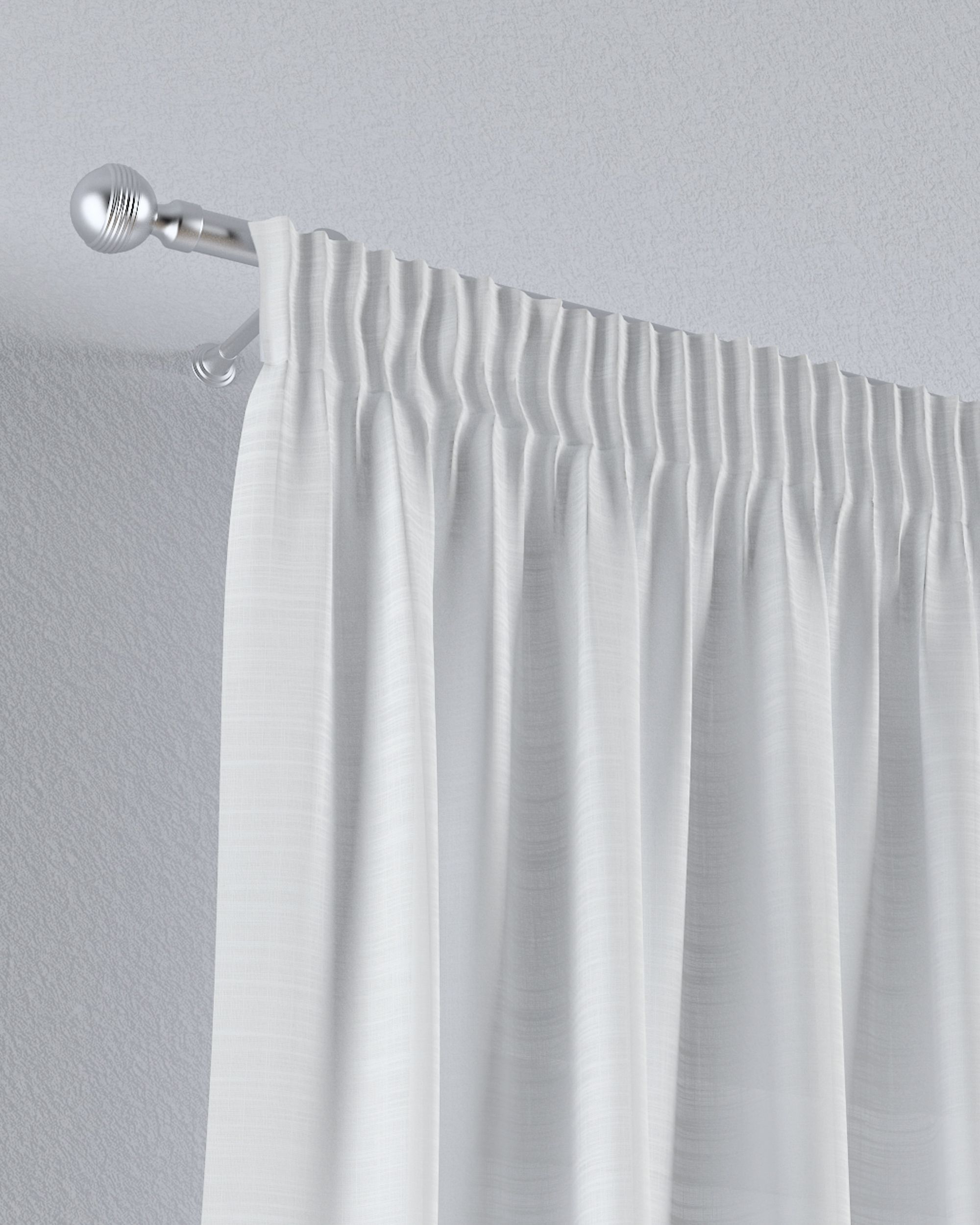 Pencil pleat voile/net curtain colour cream fabric semi-sheer, structured (hover)