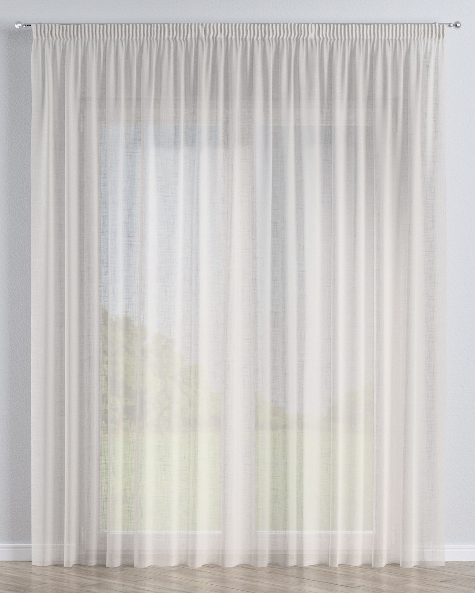 Pencil pleat voile/net curtain colour beige fabric semi-sheer, structured