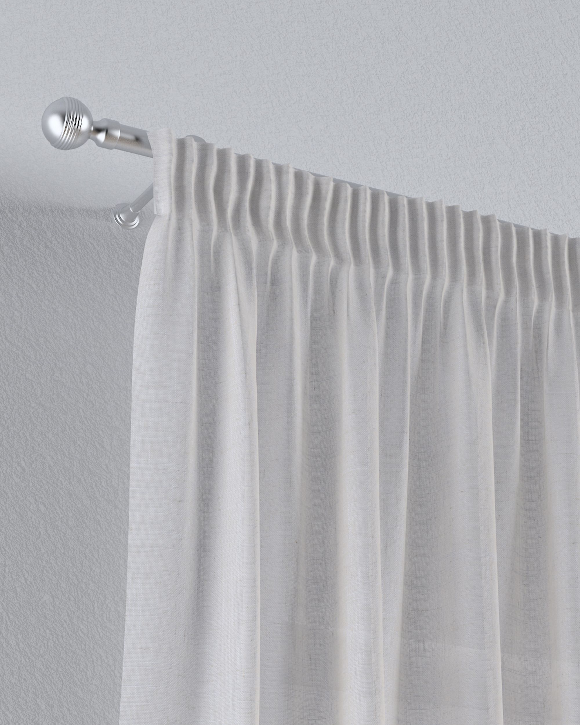 Pencil pleat voile/net curtain colour beige fabric semi-sheer, structured (hover)