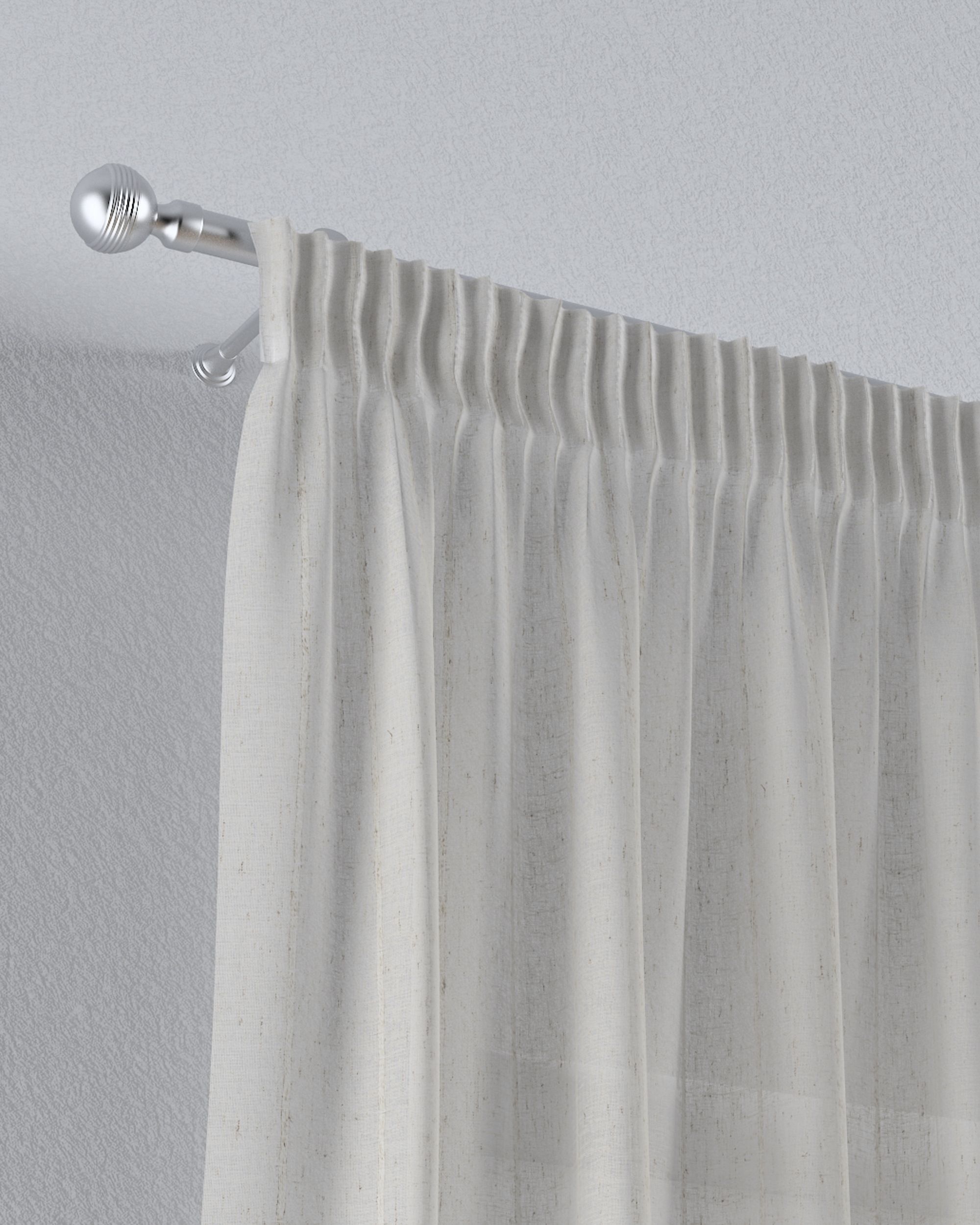 Pencil pleat voile/net curtain colour beige fabric semi-sheer, structured, patterned (hover)