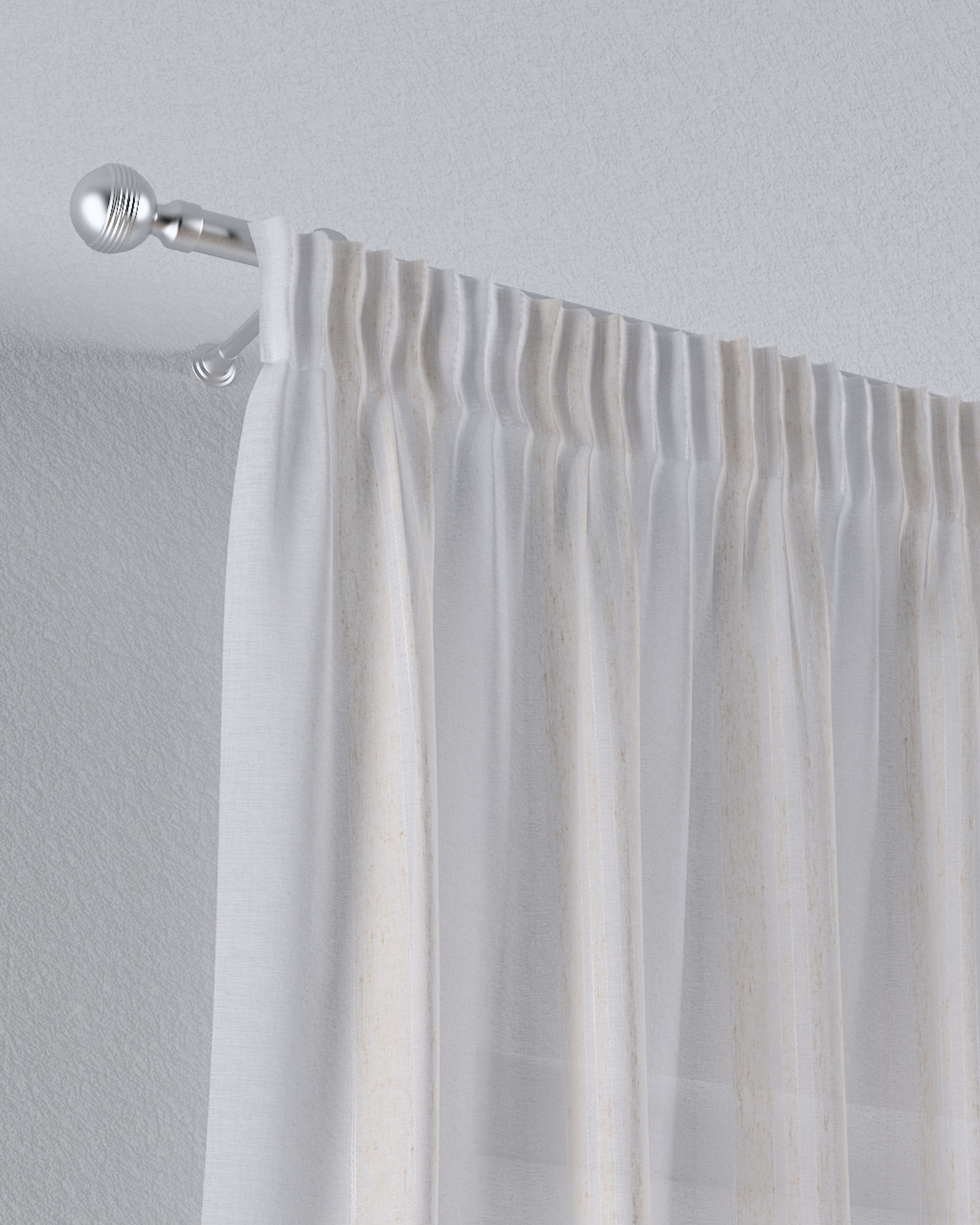 Pencil pleat voile/net curtain colour cream fabric semi-sheer, structured, patterned (hover)