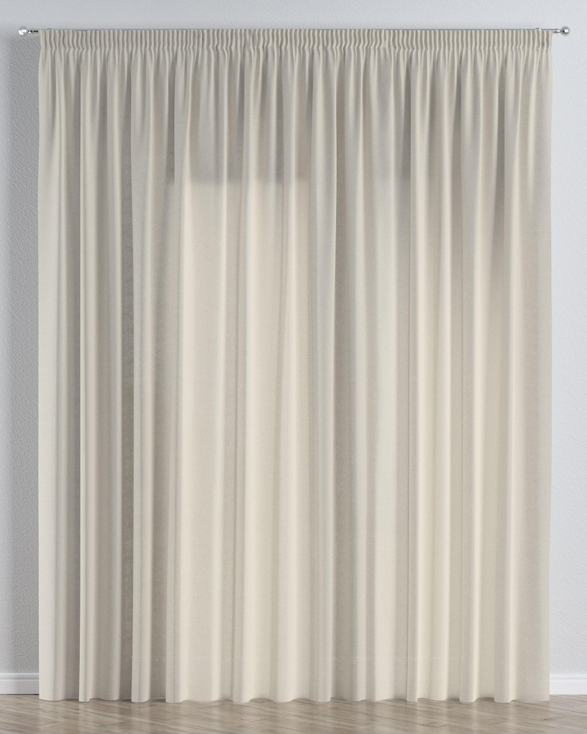 Pencil pleat voile/net curtain colour beige fabric semi-sheer, structured