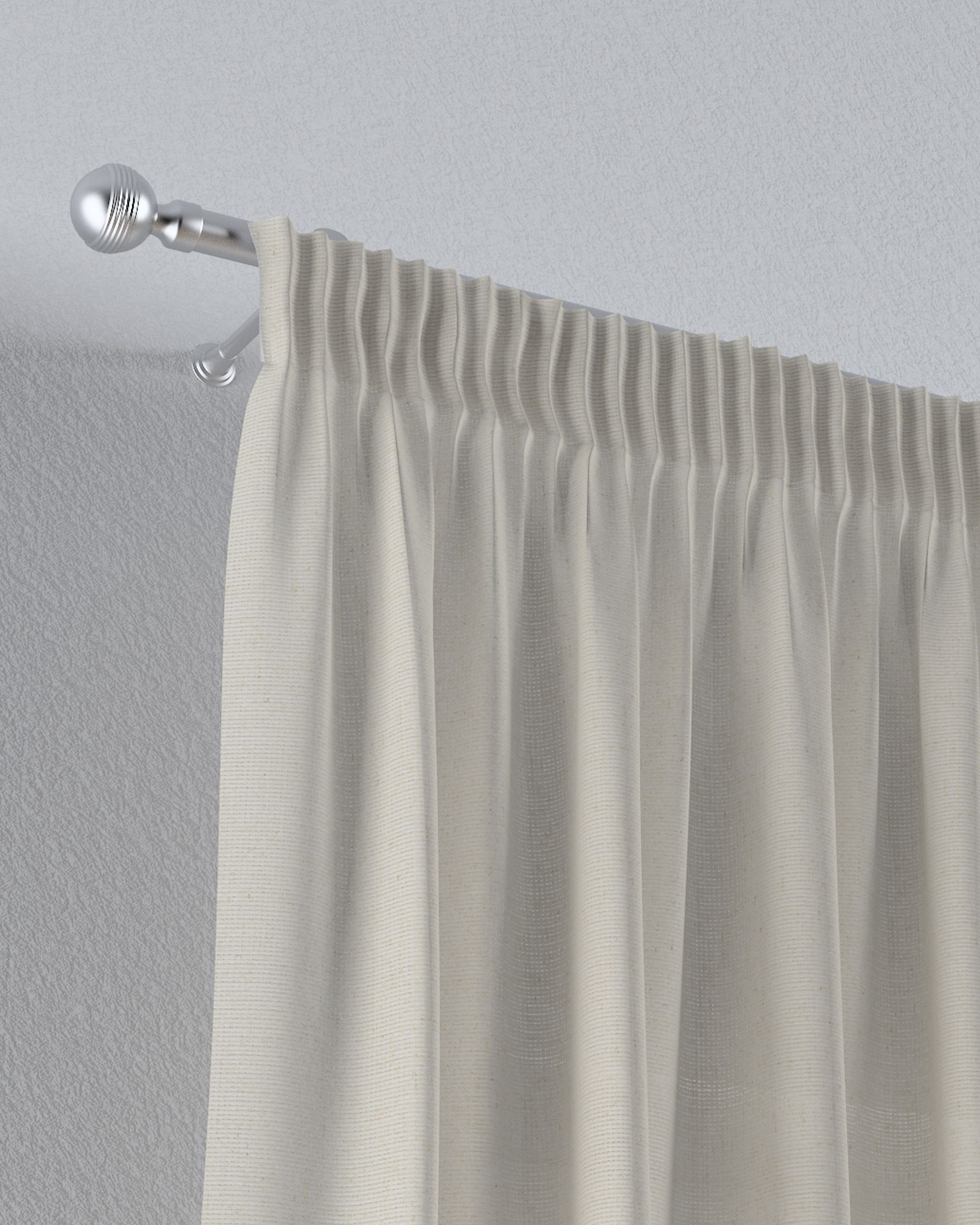 Pencil pleat voile/net curtain colour beige fabric semi-sheer, structured (hover)