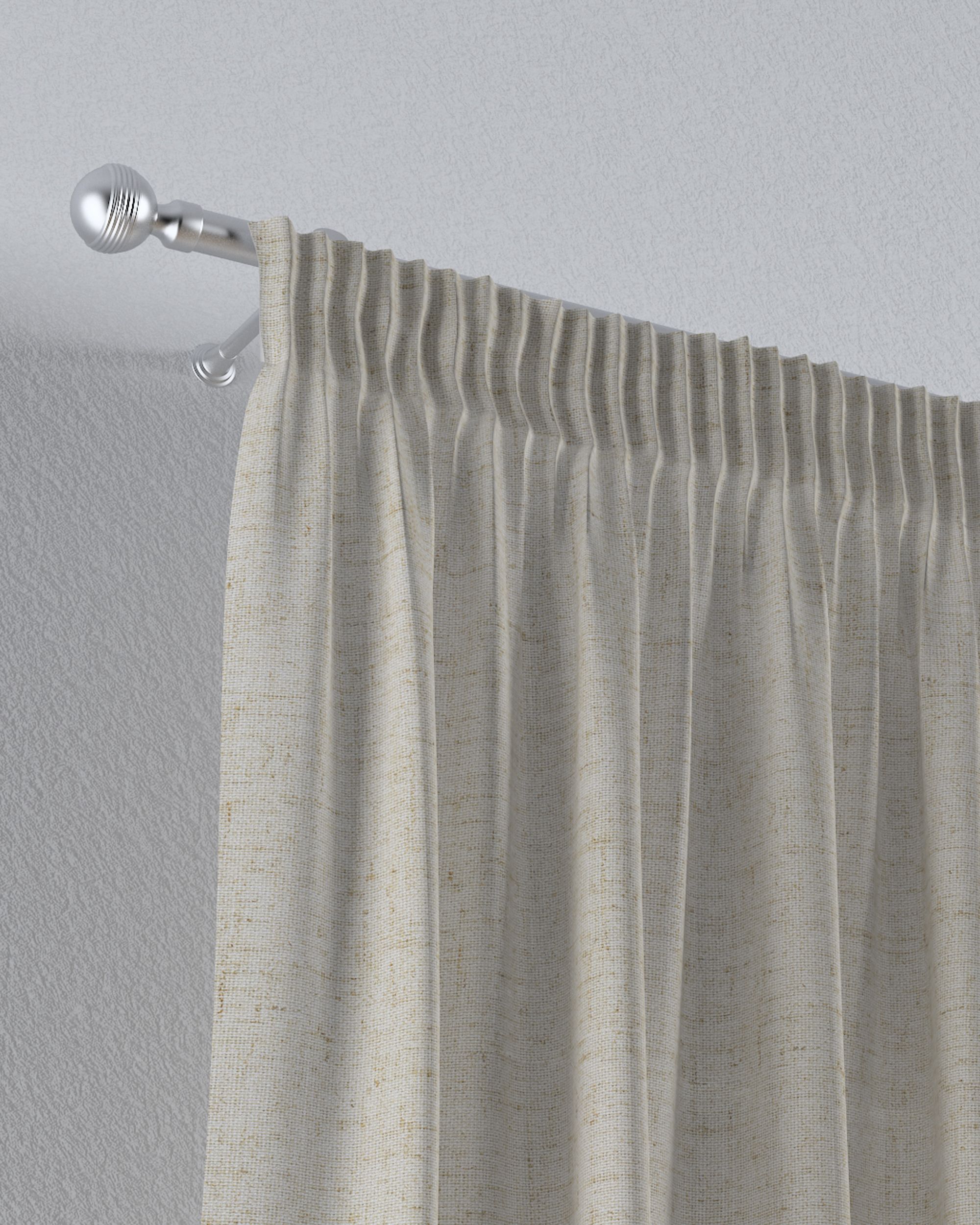 Pencil pleat voile/net curtain colour beige fabric semi-sheer (hover)