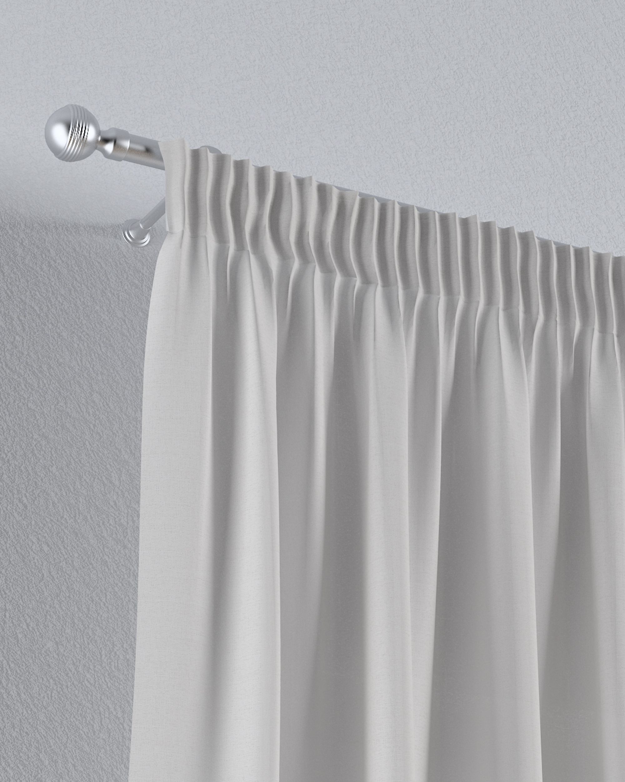 Pencil pleat voile/net curtain colour cream fabric semi-sheer, structured (hover)