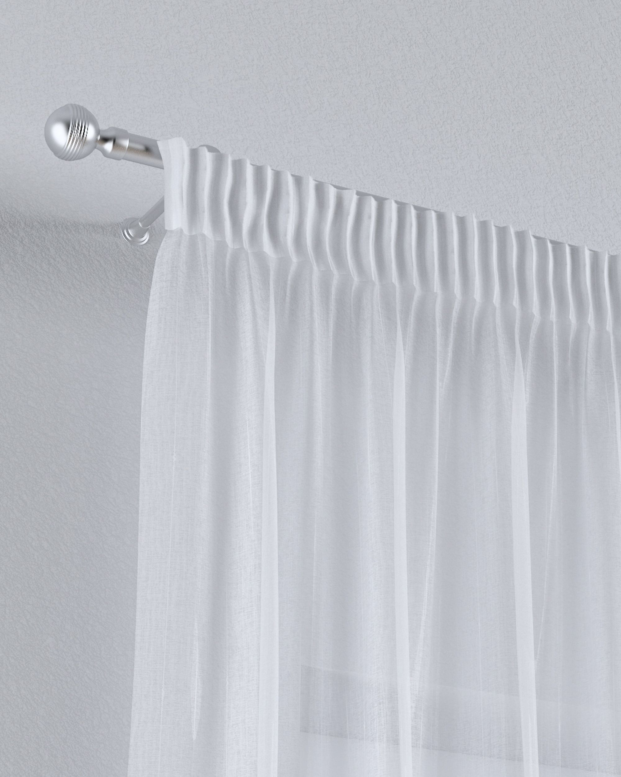 Pencil pleat voile/net curtain colour cream fabric semi-sheer, structured, patterned (hover)