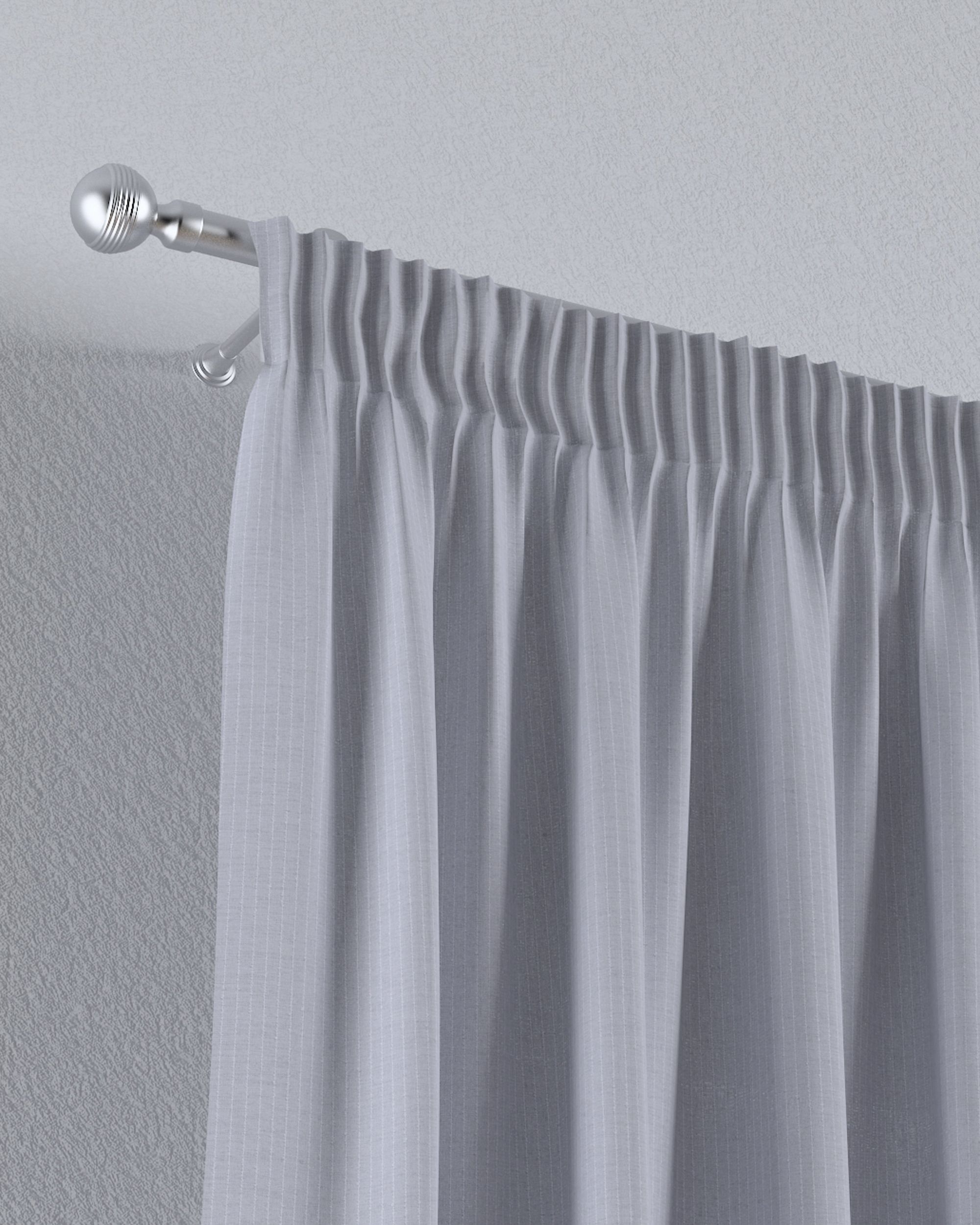 Pencil pleat voile/net curtain colour cream fabric semi-sheer, structured, patterned (hover)
