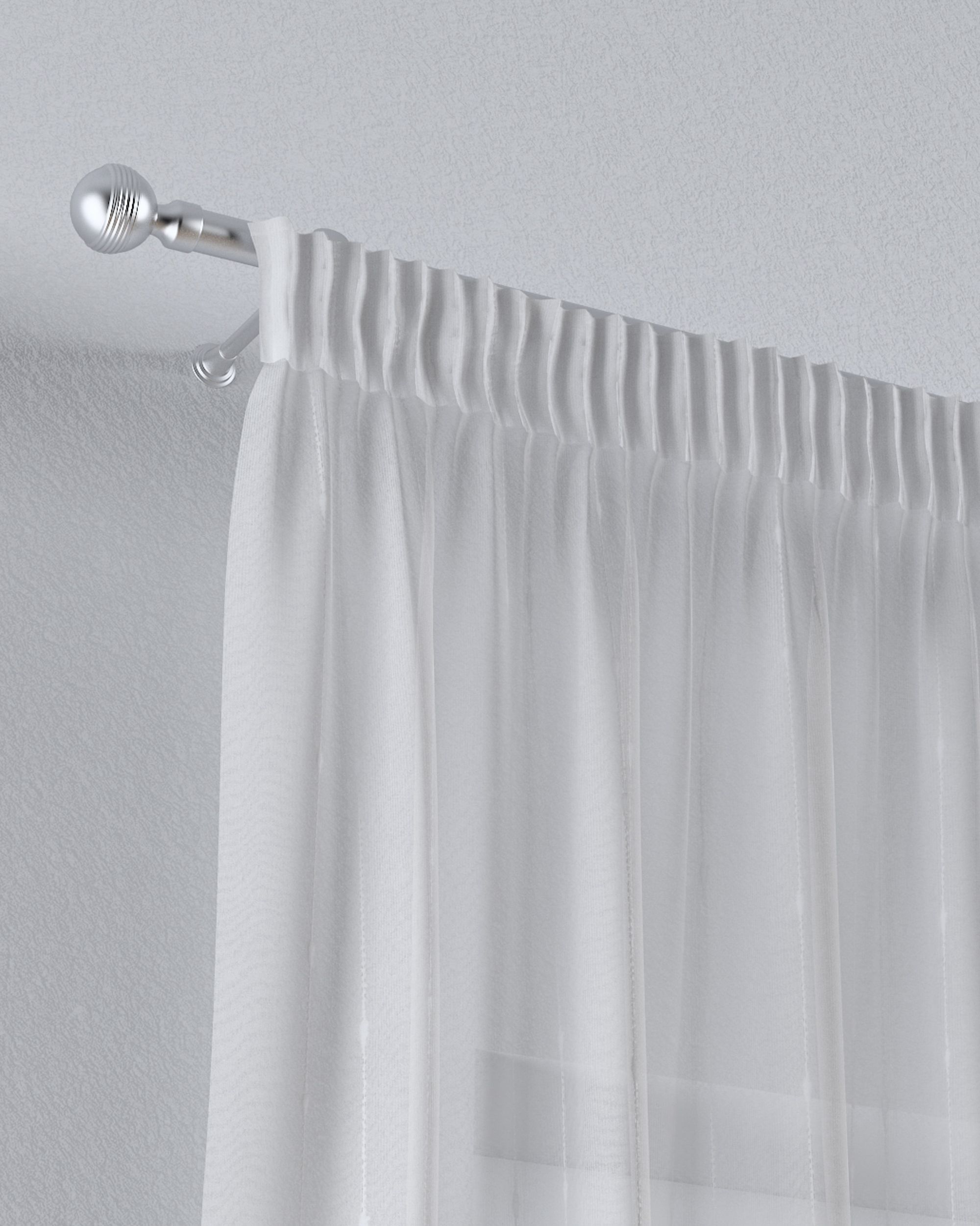 Pencil pleat voile/net curtain colour cream fabric semi-sheer, structured, patterned (hover)