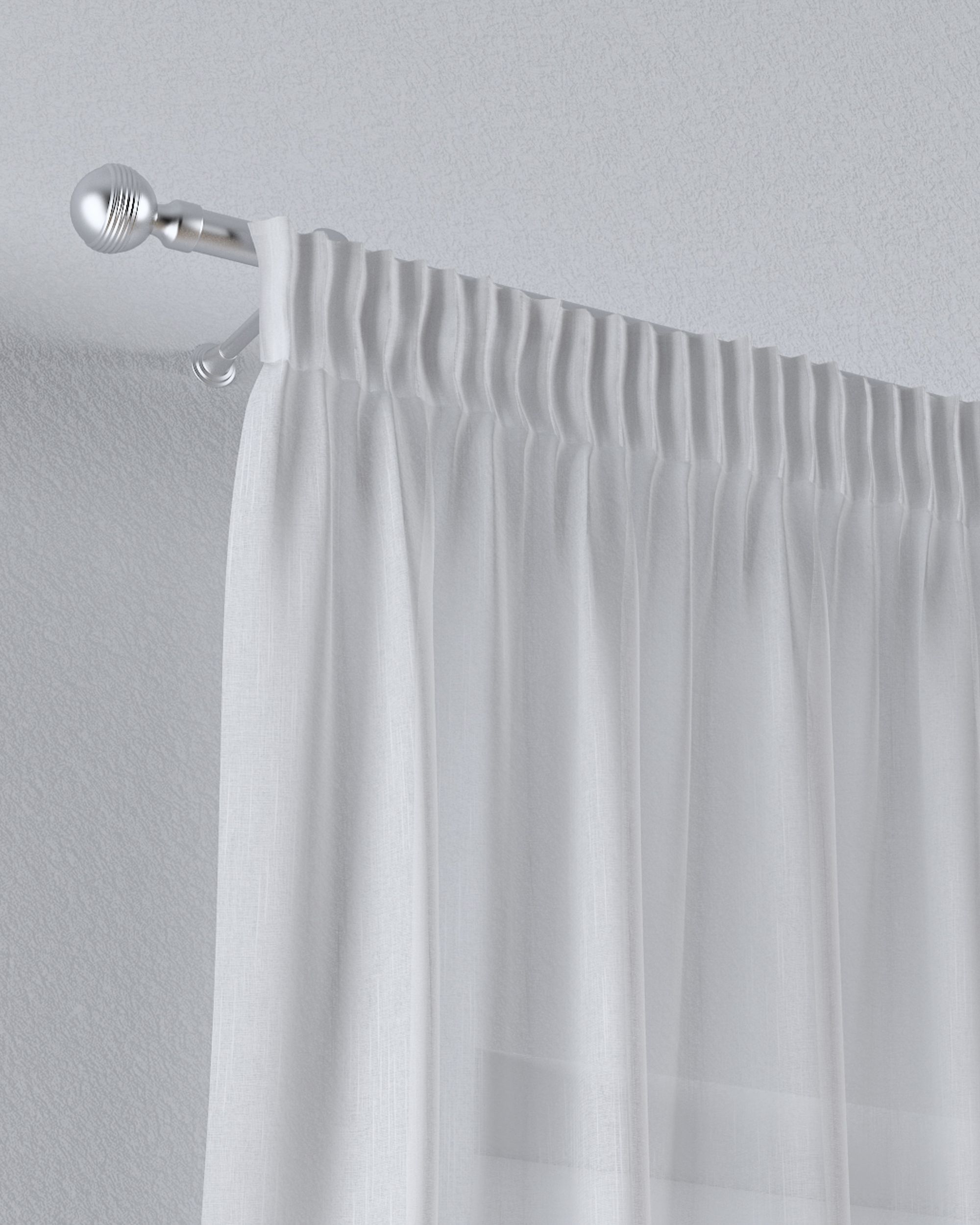 Pencil pleat voile/net curtain colour cream fabric semi-sheer, structured, patterned (hover)