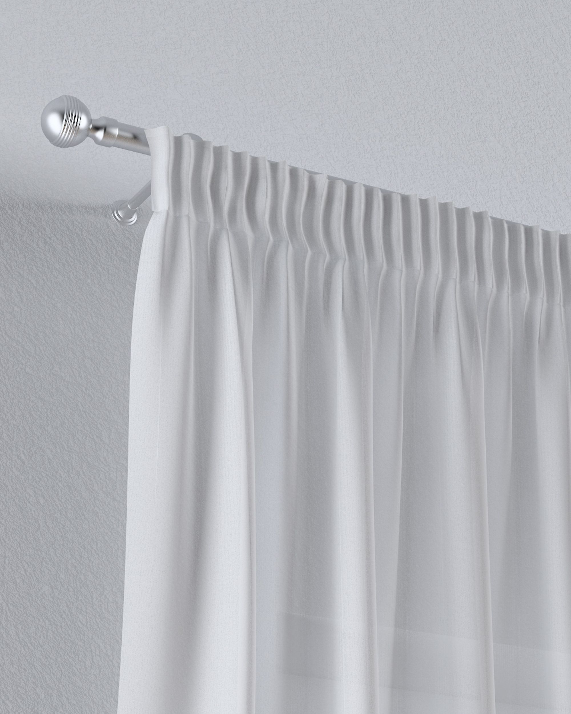 Pencil pleat voile/net curtain colour cream fabric semi-sheer, structured, patterned (hover)