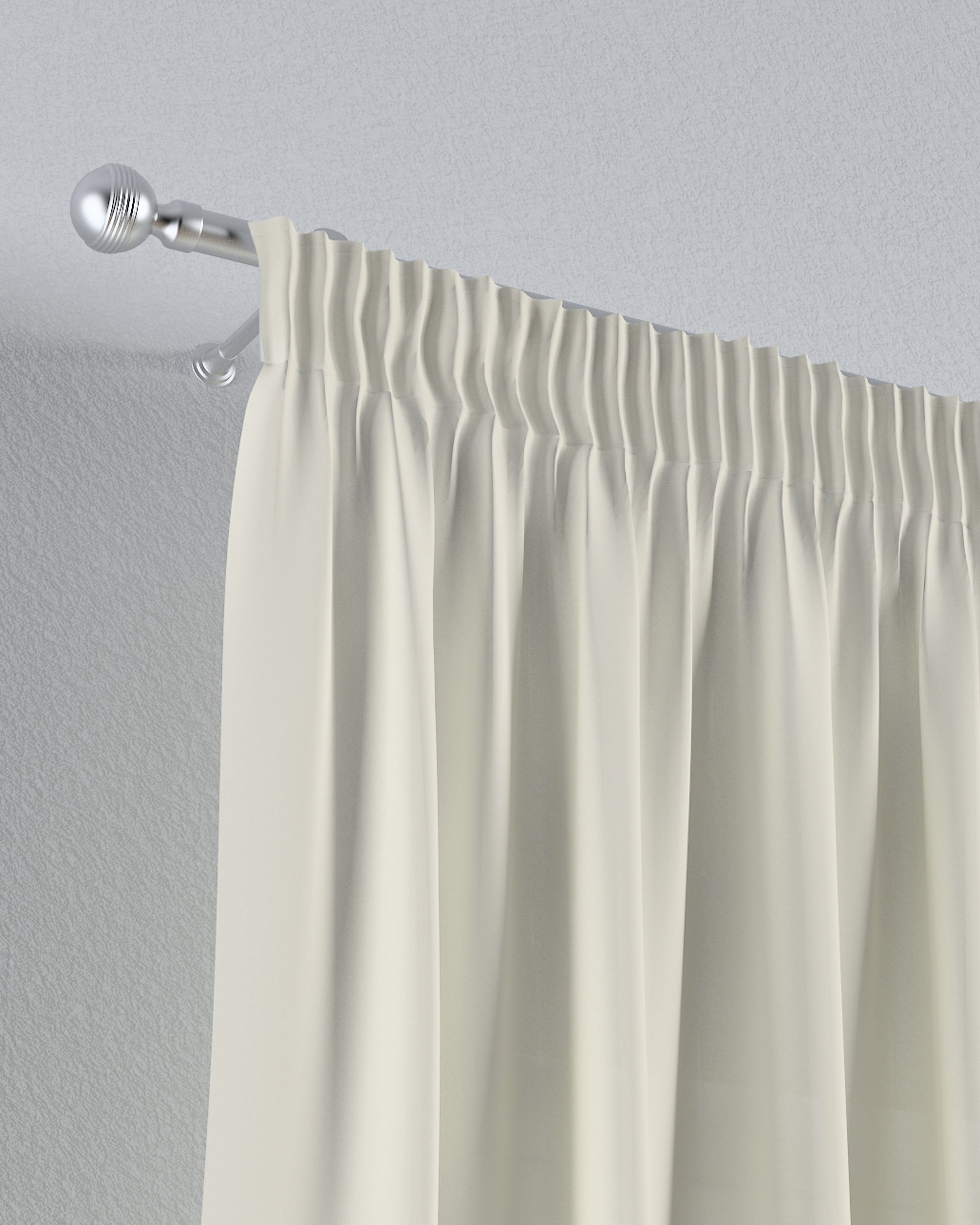 Pencil pleat voile/net curtain colour cream fabric semi-sheer, structured (hover)