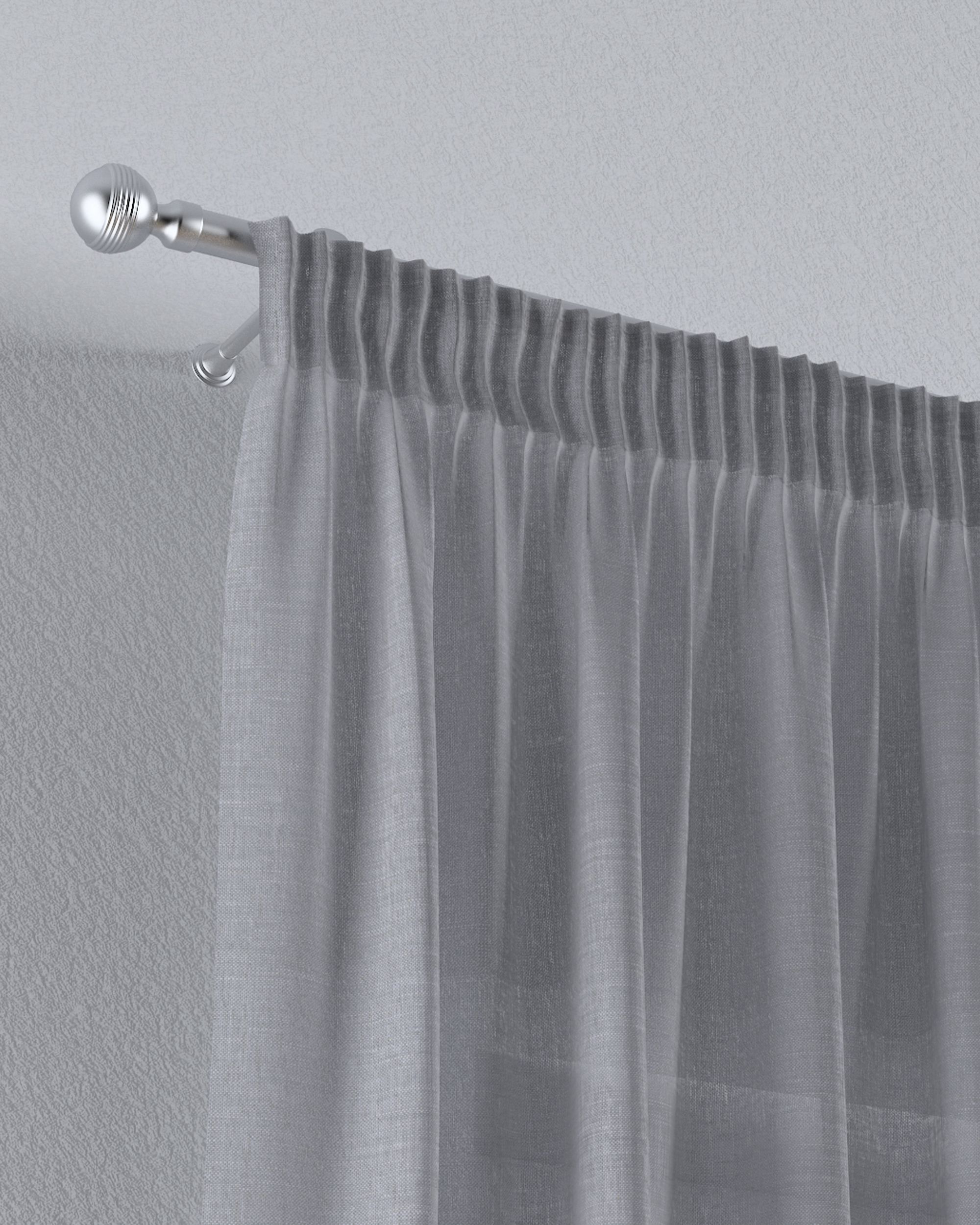 Pencil pleat voile/net curtain colour grey fabric semi-sheer, structured (hover)