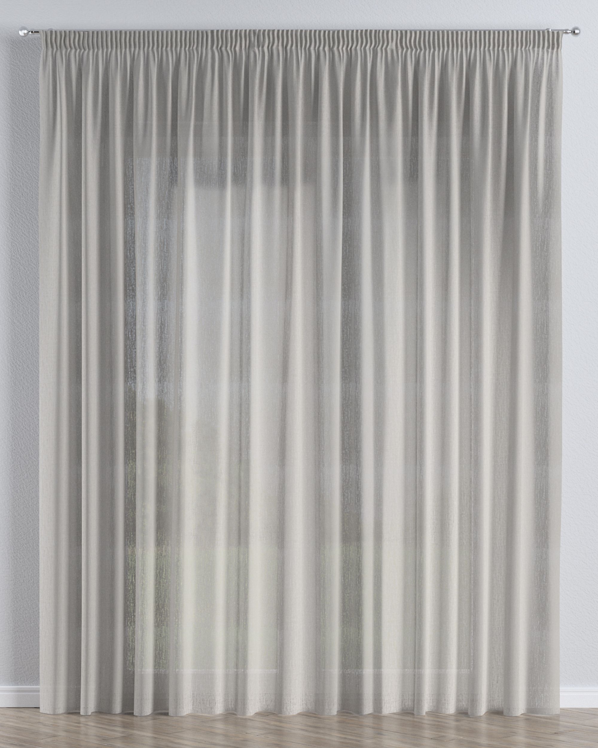Pencil pleat voile/net curtain colour beige fabric semi-sheer, structured