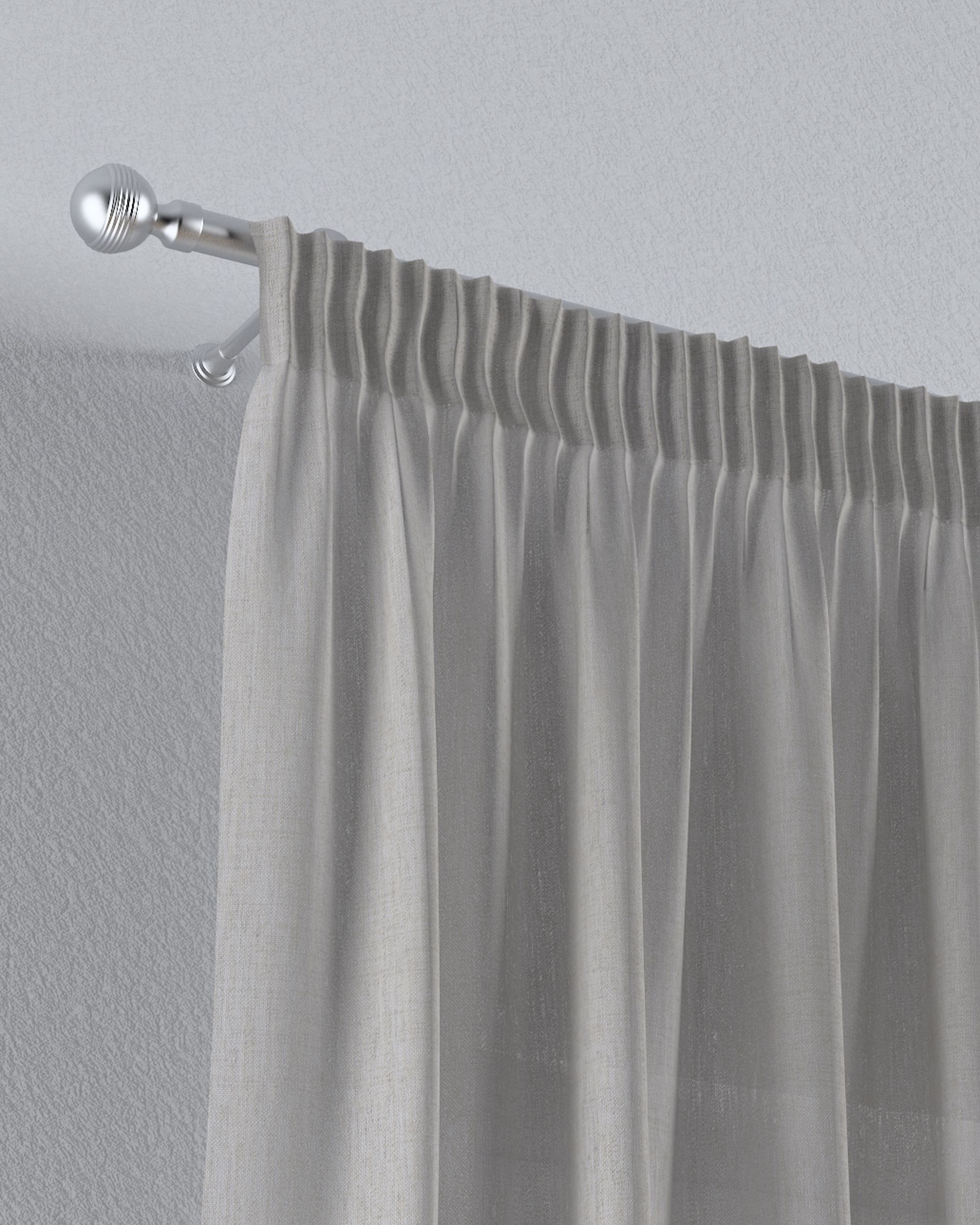 Pencil pleat voile/net curtain colour beige fabric semi-sheer, structured (hover)