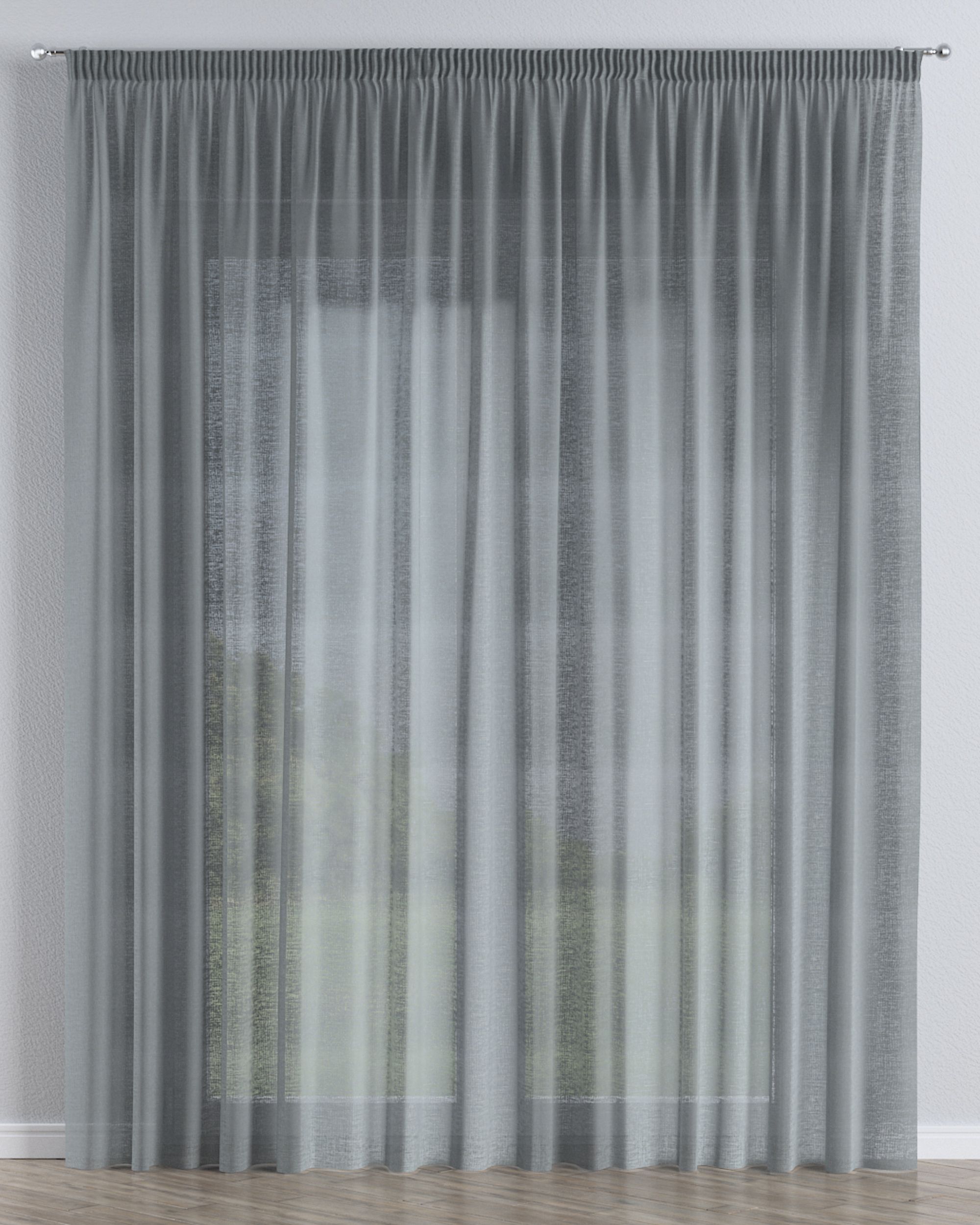 Pencil pleat voile/net curtain colour green fabric semi-sheer, structured