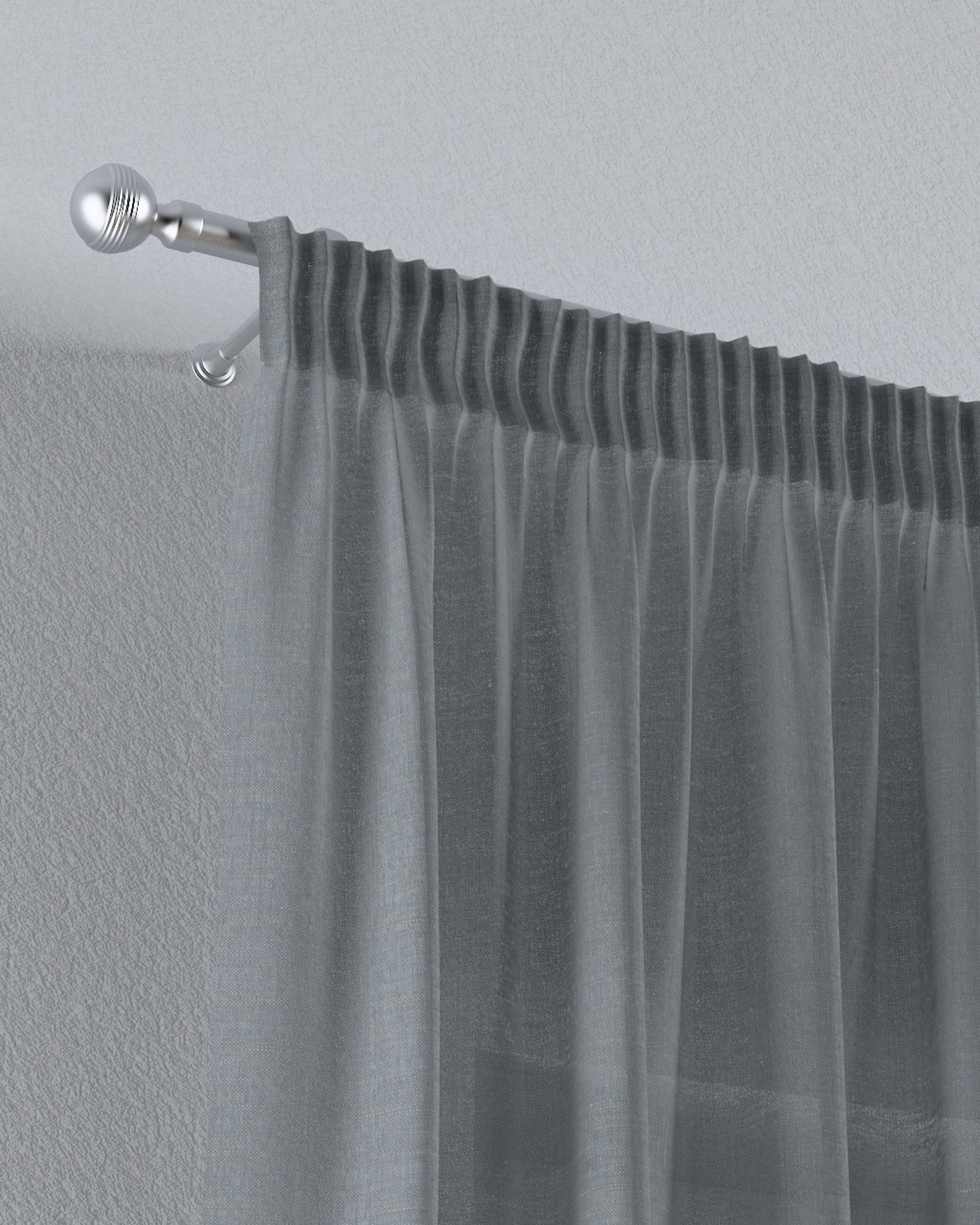 Pencil pleat voile/net curtain colour green fabric semi-sheer, structured (hover)