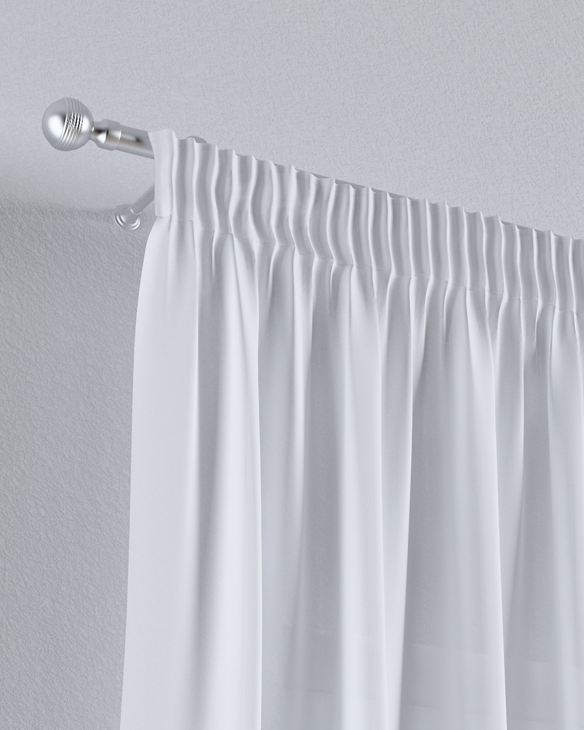 Pencil pleat voile/net curtain colour white fabric semi-sheer, structured (hover)