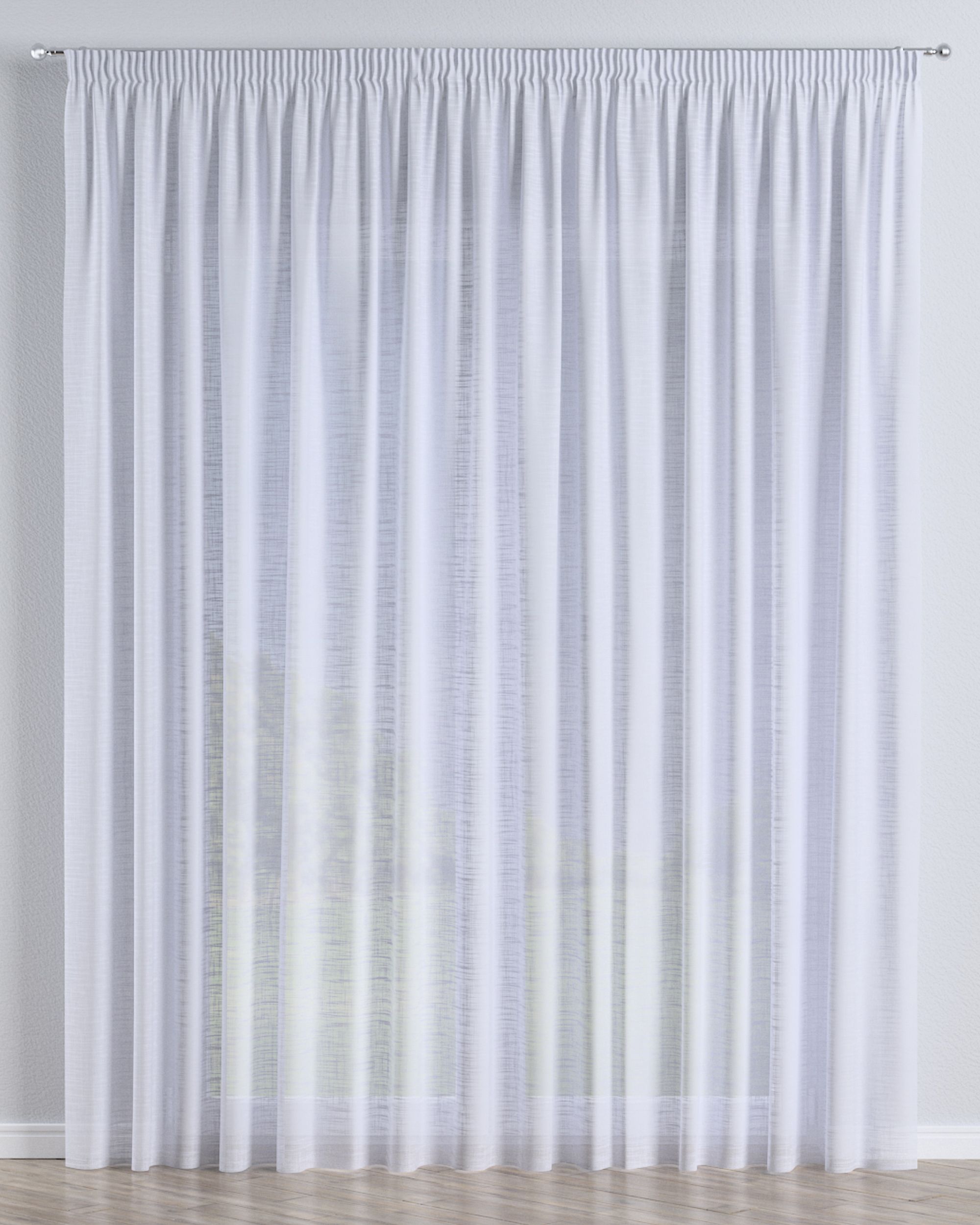Pencil pleat voile/net curtain colour white fabric semi-sheer, structured