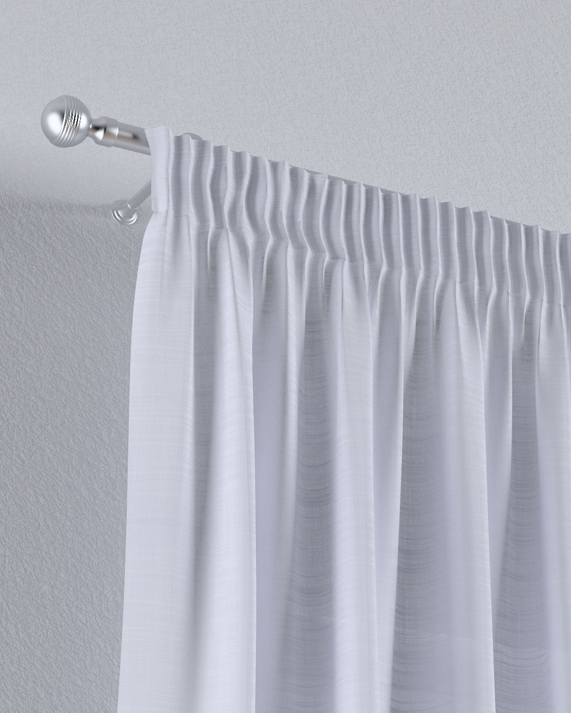 Pencil pleat voile/net curtain colour white fabric semi-sheer, structured (hover)