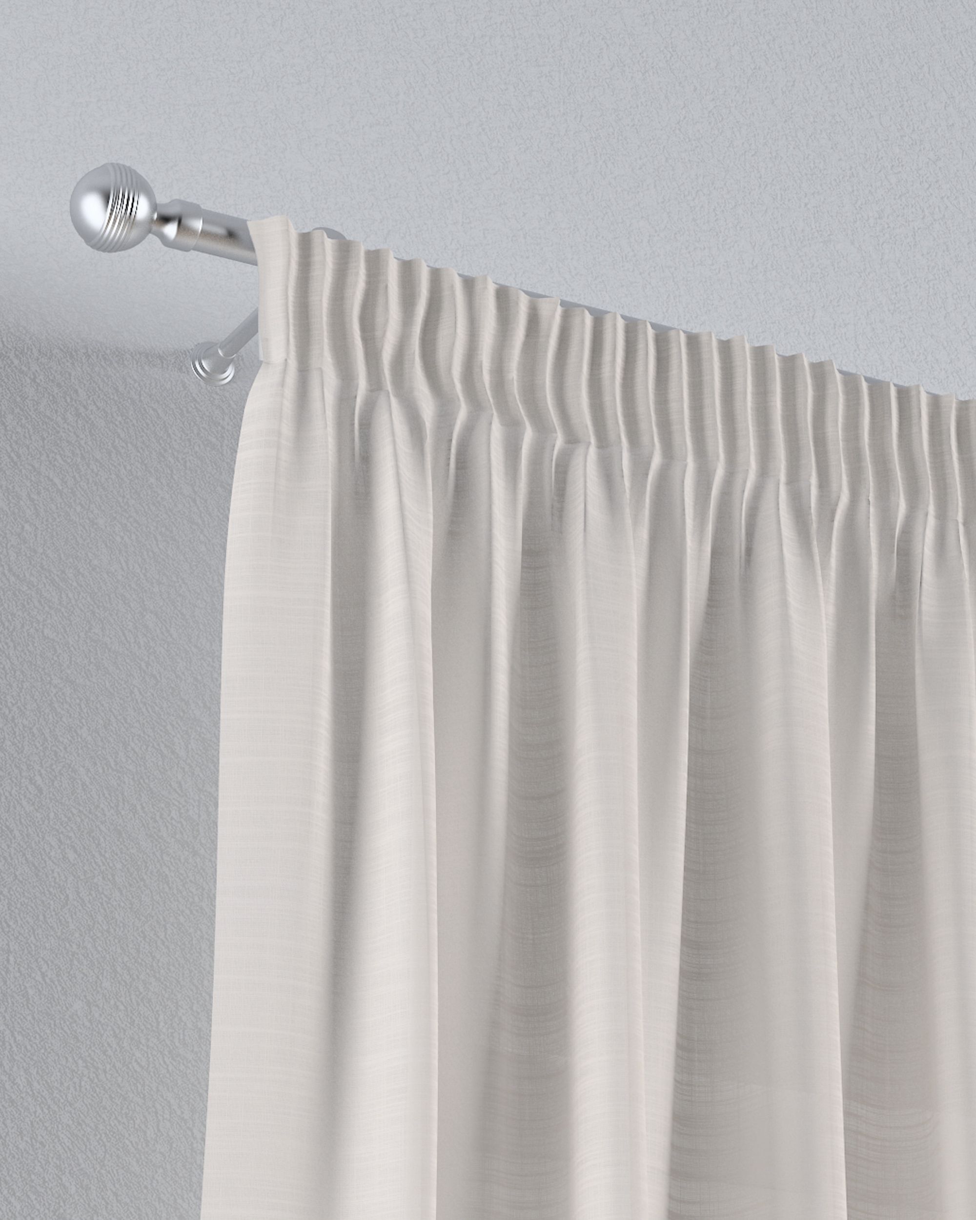 Pencil pleat voile/net curtain colour cream fabric semi-sheer, structured (hover)