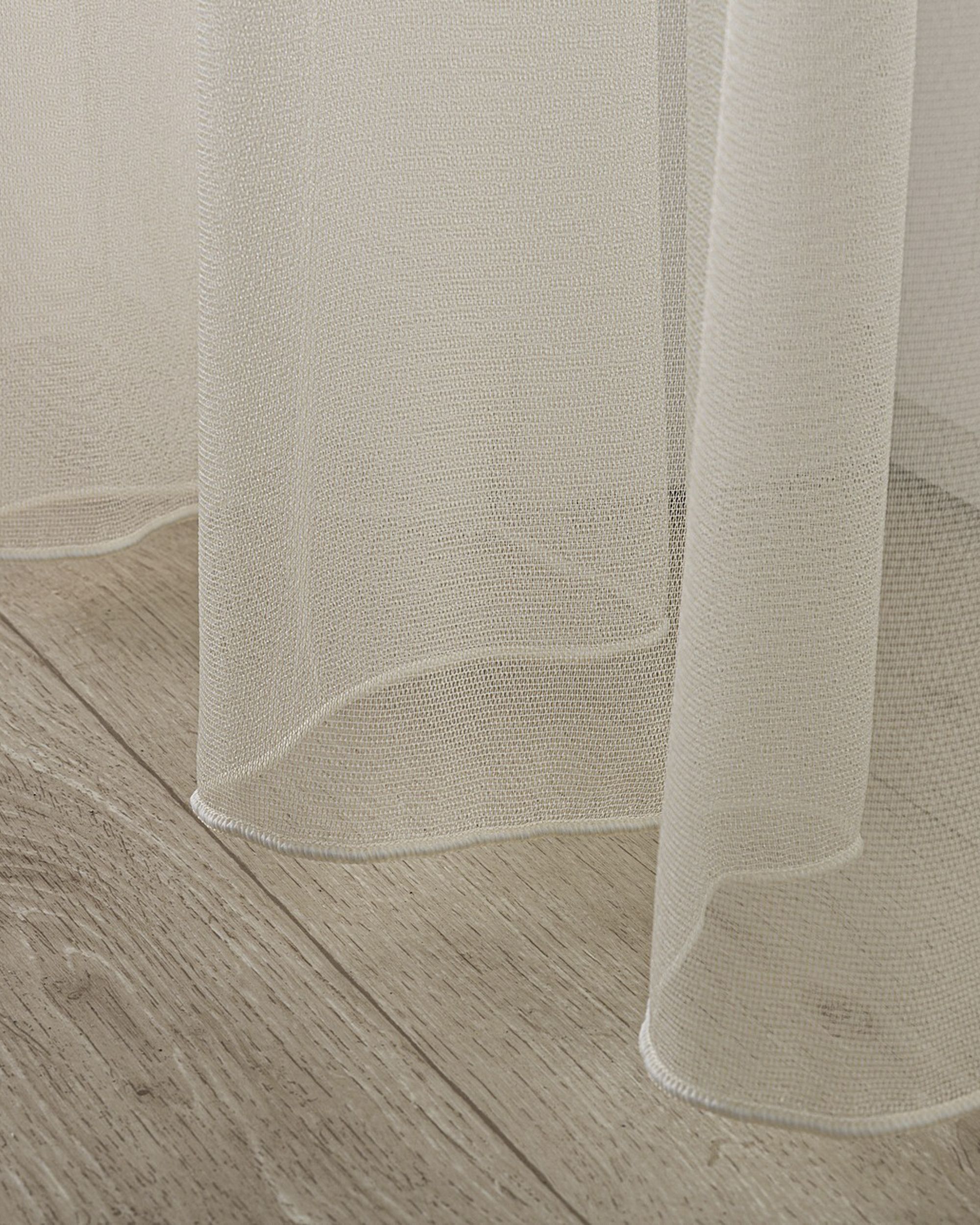 Pencil pleat voile/net curtain colour gold fabric semi-sheer, gloss, structured (hover)