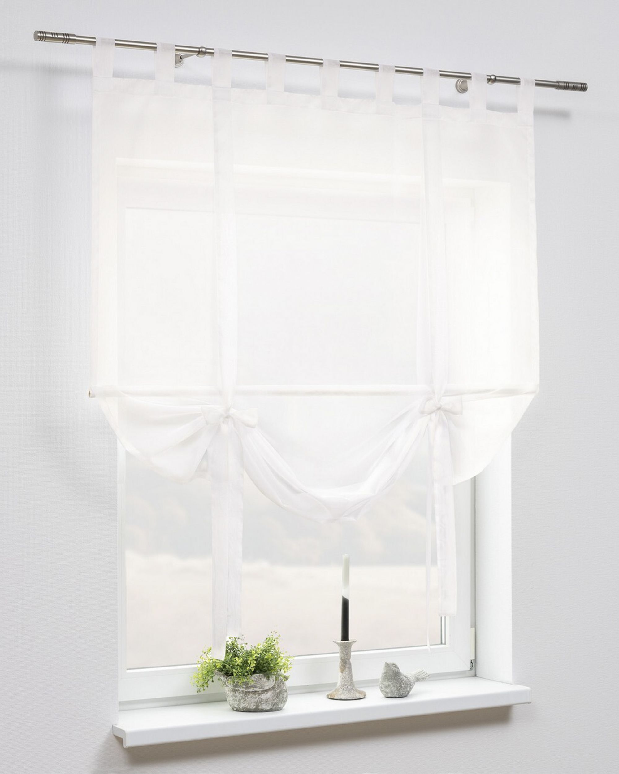 Roma voile blind with bamboo colour cream fabric semi-sheer, structured (hover)