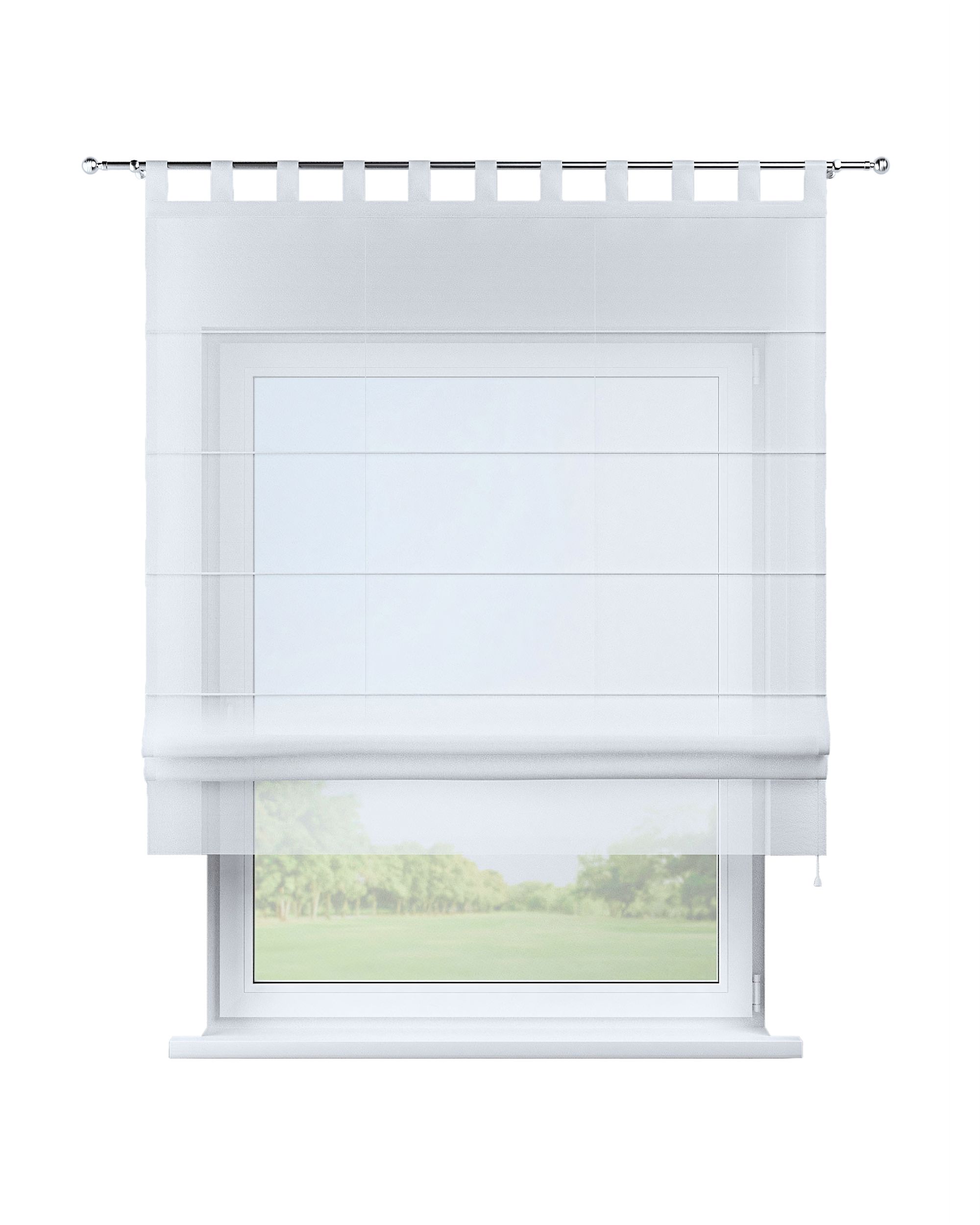 Bolonia voile blind colour white fabric semi-sheer, gloss